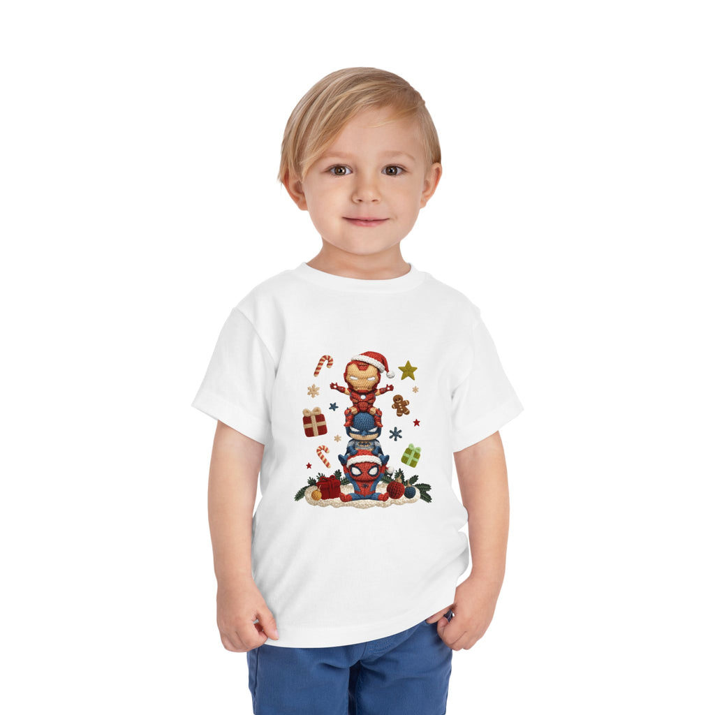 Toddler Tee  Cute Stacked Superhero Christmas Pile christmas kids collection