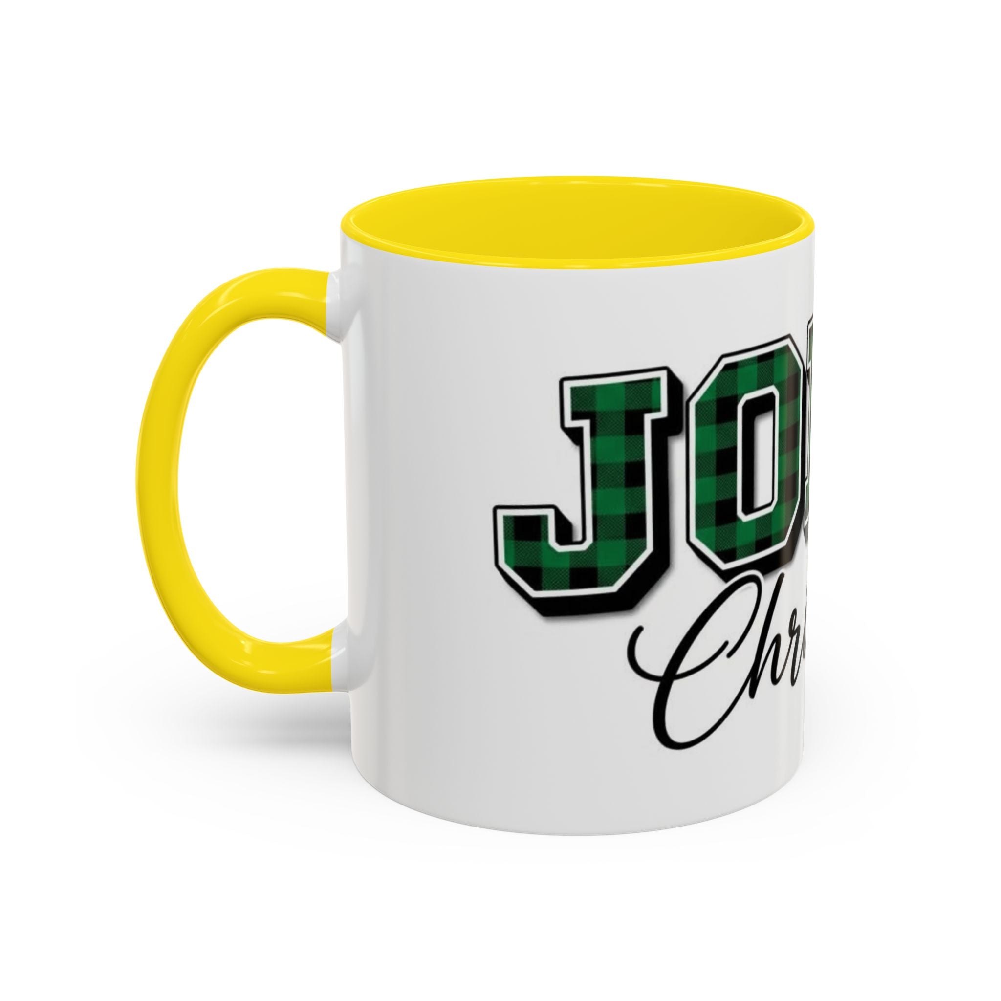 Holly Christmas Accent Coffee Mug — Green Plaid Holiday Gift (11/15oz)