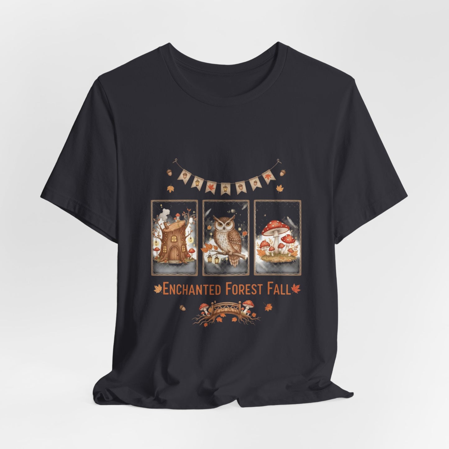 Enchanted Forest Fall Tee, Cute Owl Shirt, Autumn Graphic Tee, Nature Lover Gift, Cozy Fall Apparel, Wildlife T-Shirt, Unisex Fall Top