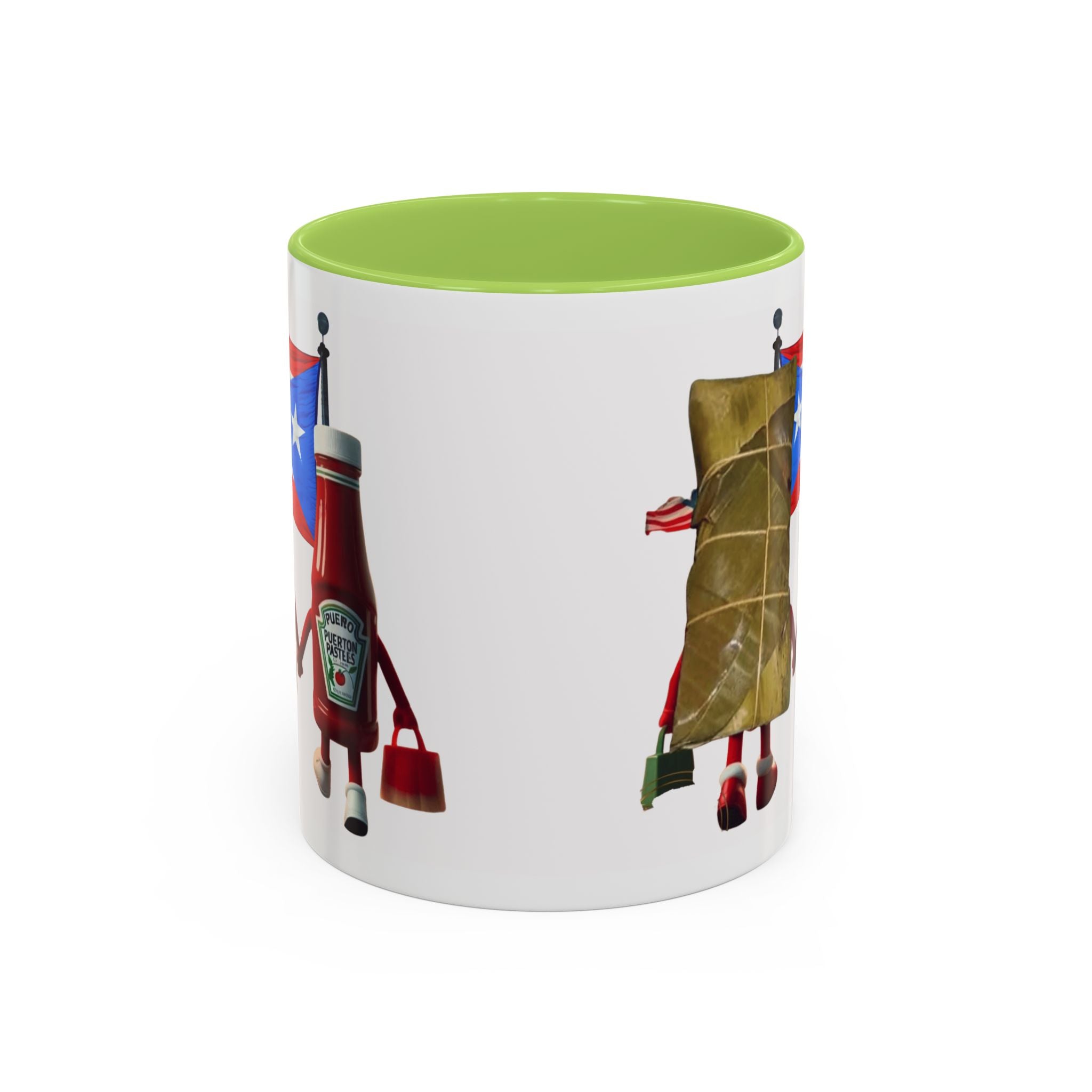Puerto Rican Flag Ketchup & Pasteles Coffee Mug — Funny Food Friends Accent Mug (11/15oz)