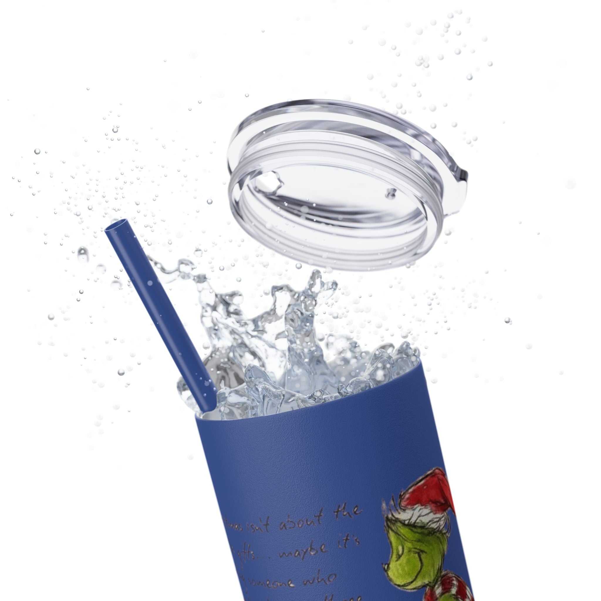 Grinch Christmas Skinny Tumbler with Straw — Dr. Seuss Holiday Quote Design, 20oz Christmas Mugs Collection