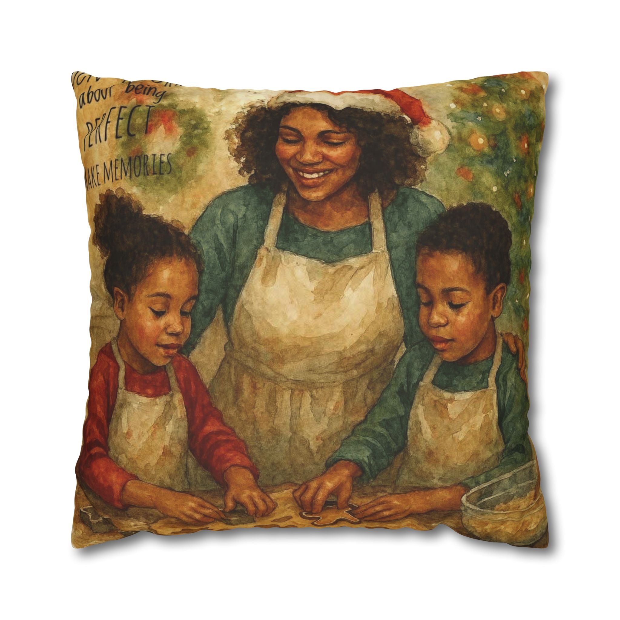 Holiday Baking Family Pillowcase — Square Decorative Throw Pillow