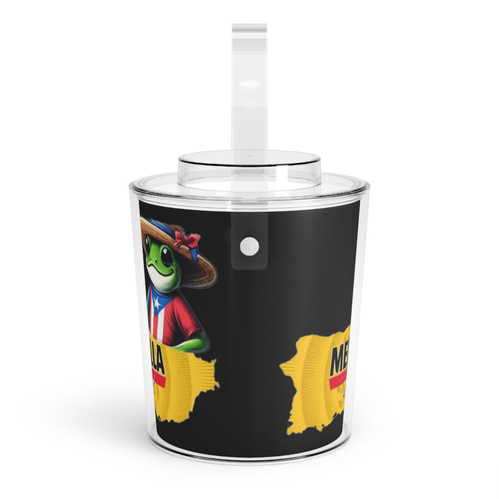 Medalla Light Ice Bucket with Tongs  Puerto Rican Frog Beer Cooler Boricua Entertaining Bar Accessory
