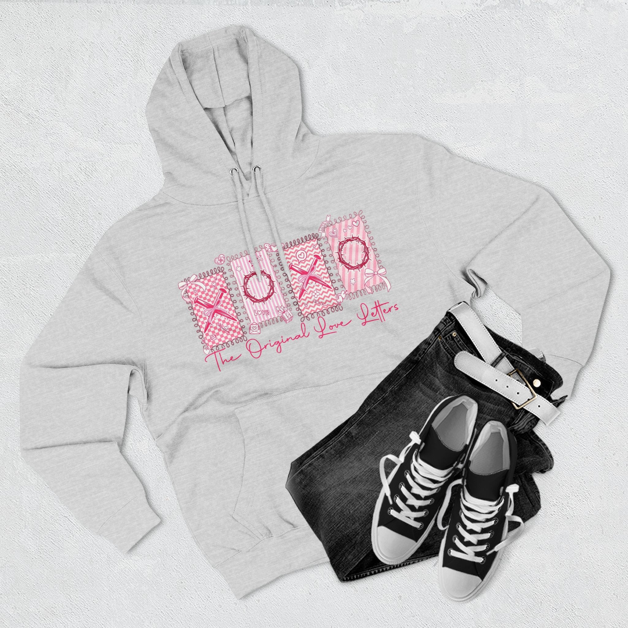 Hoodie  Pink XOXO Three Panel Love Letters Fleece Hoodie