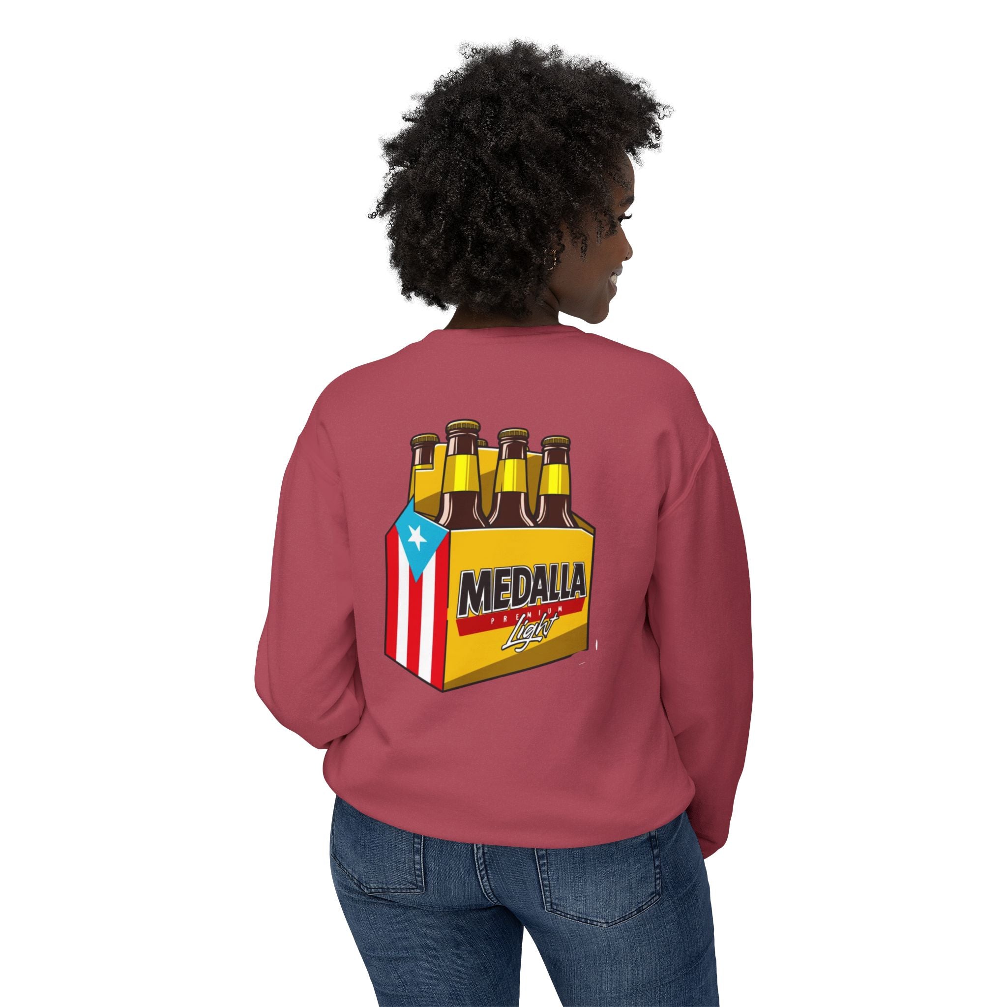Medalla Light Puerto Rico Sweatshirt Coqui Boricua flag  Beer Pack Graphic Puerto Rico Navidades