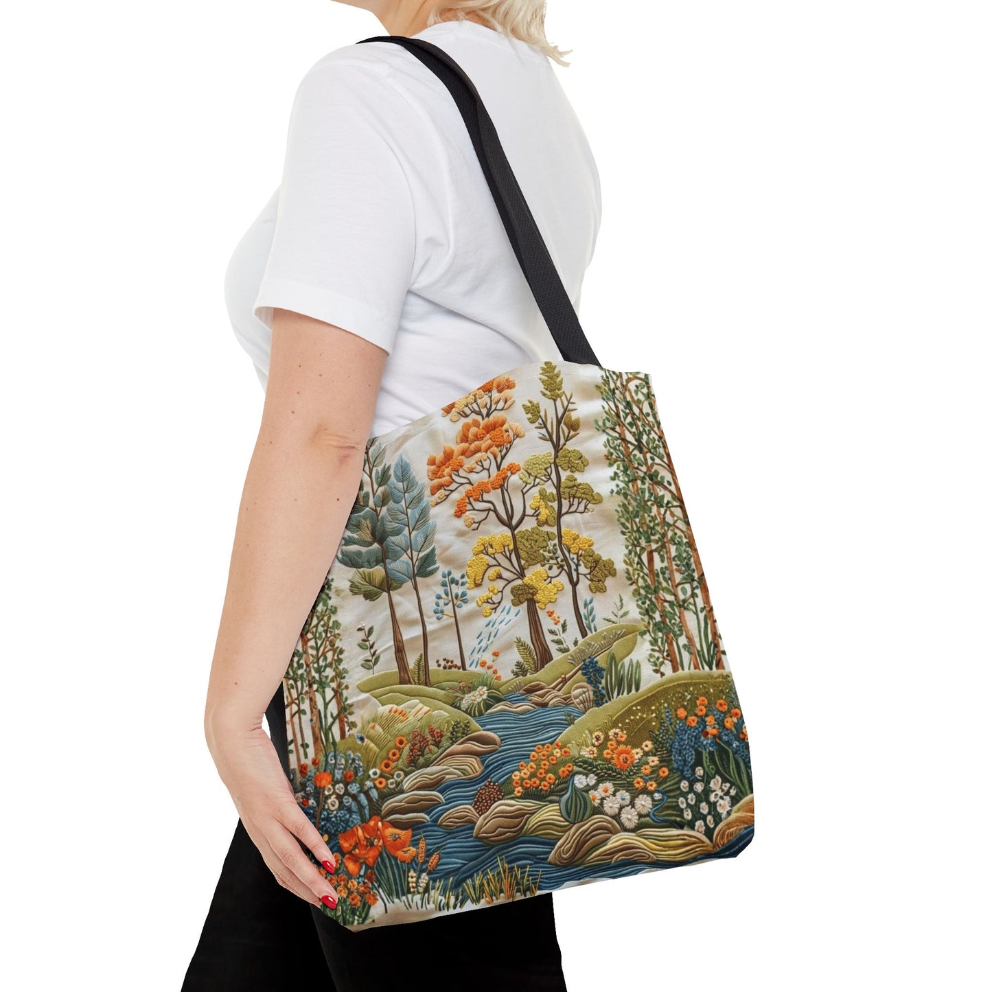Scenic Meadow Tote Crochet-Decorated Tote Bags