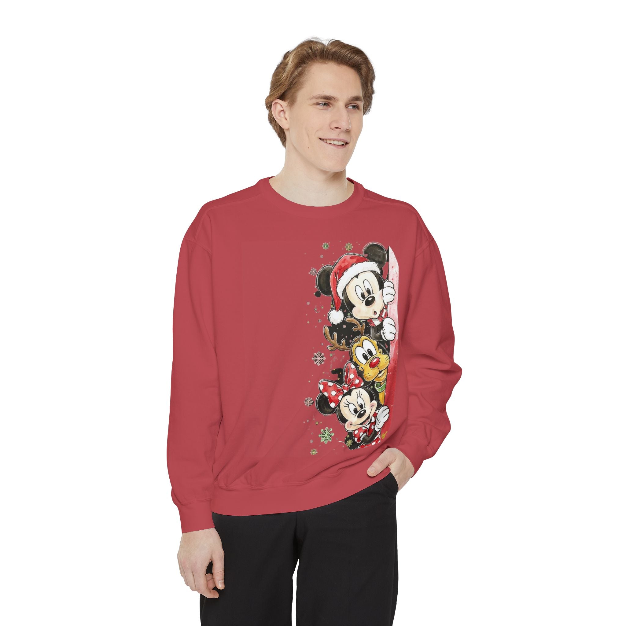 Christmas Disney Characters Sweatshirt  Mickey, Minnie & Pluto Holiday Crew Cartoon Christmas T-shirts and Sweaters