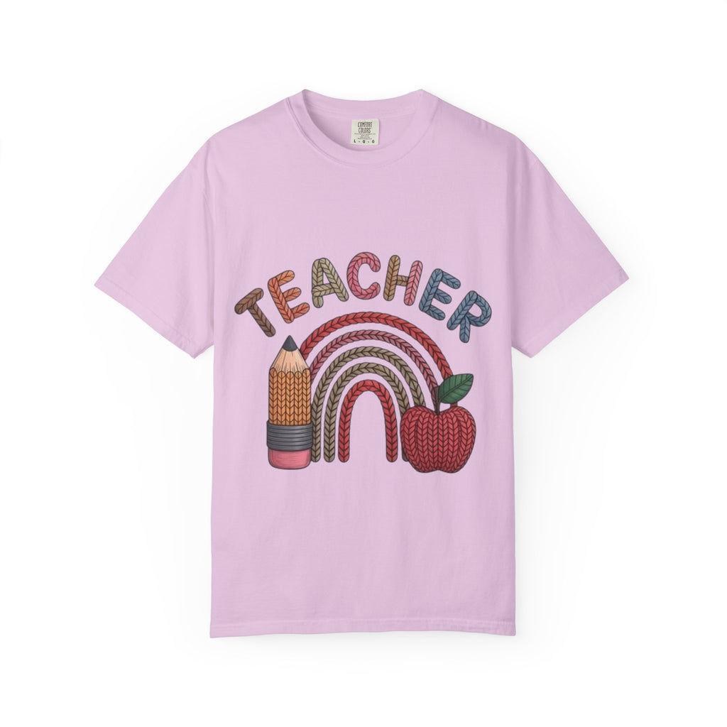 Teacher Rainbow Pencil & Apple T-Shirt — Back-to-School Gift for Educators
