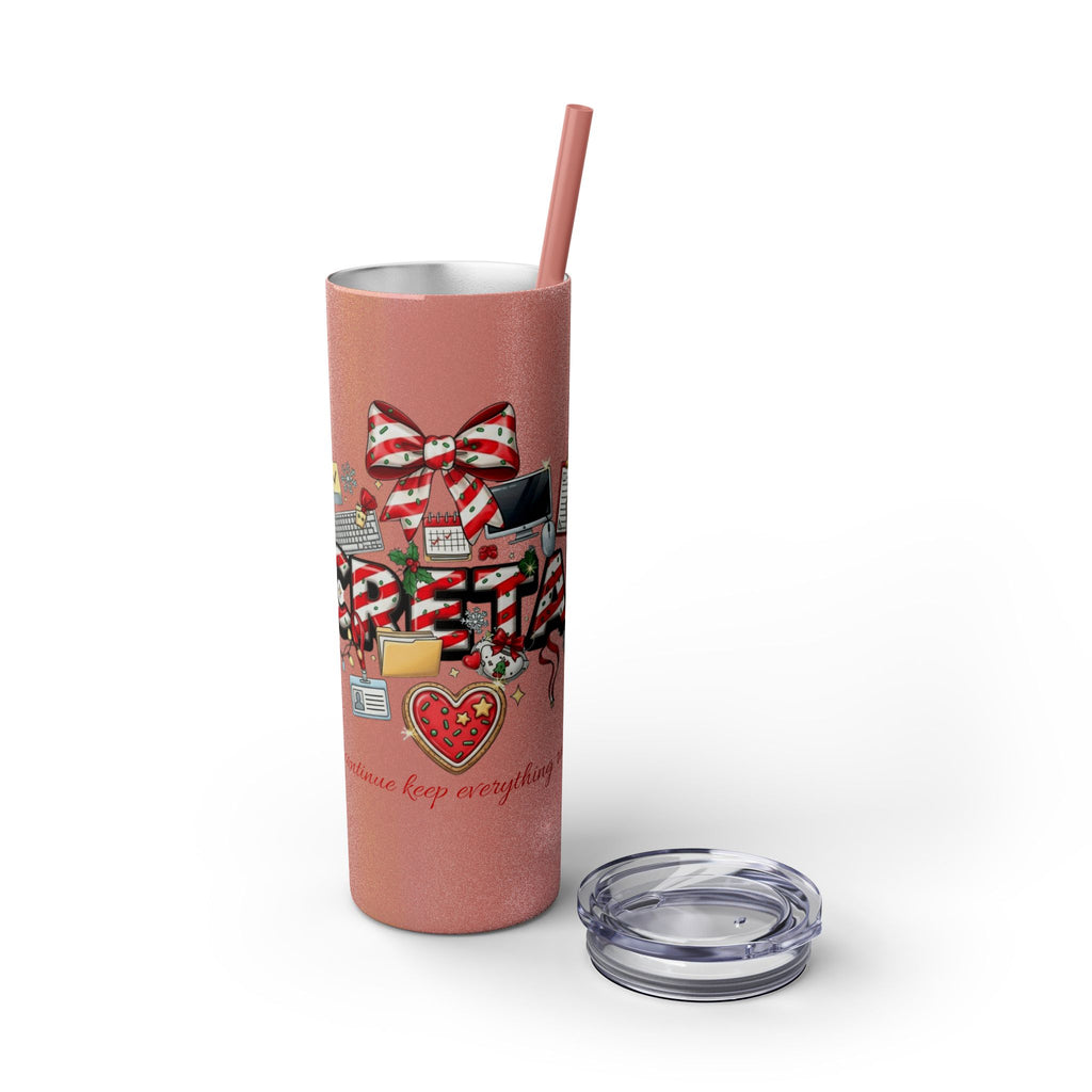 Christmas mug for the office team who keeps everything running smoothly. Candy Cane Christmas Office Secret Santa Design, 20oz with Straw