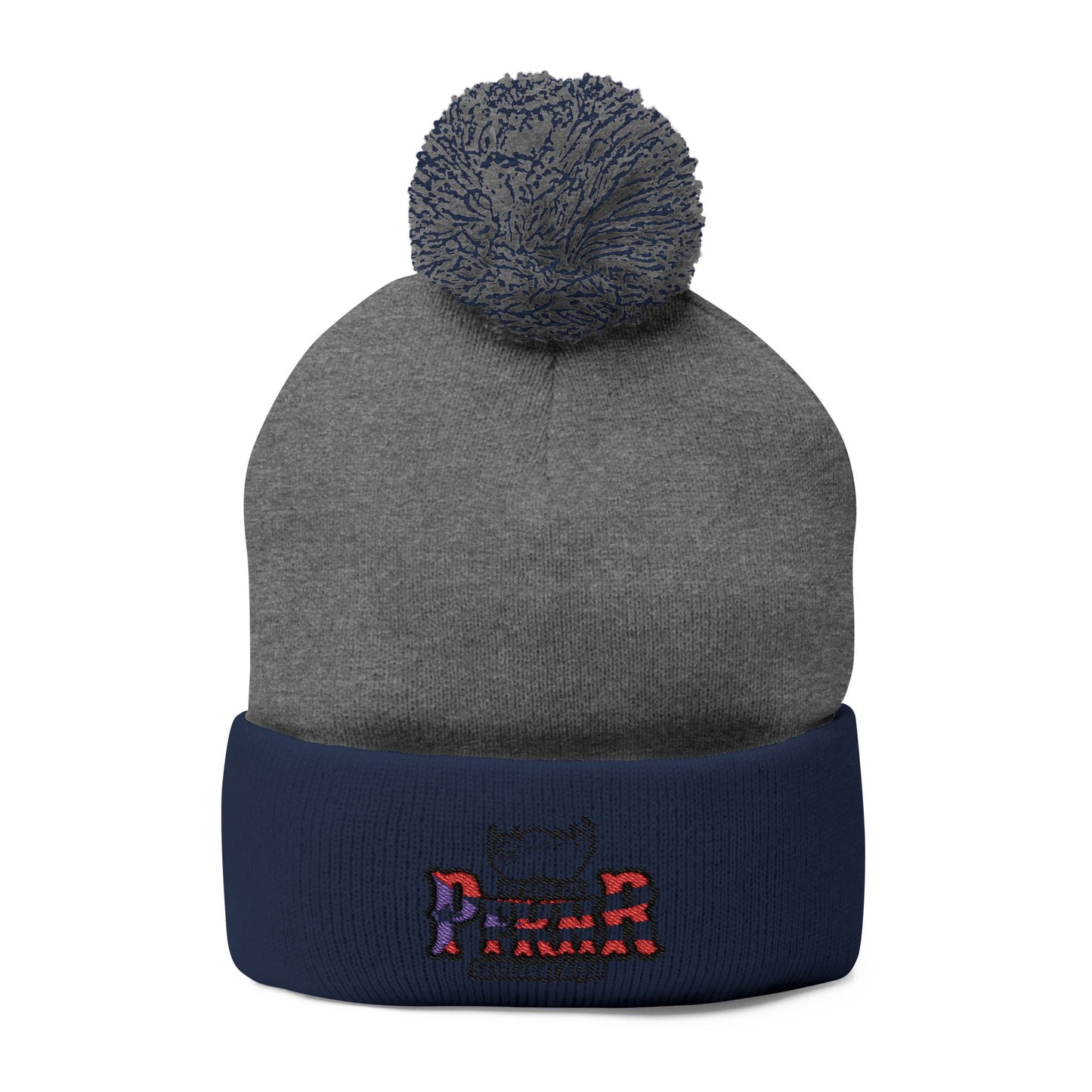 Puerto Rico–inspired hat  Embroidered Pom-Pom Knit Cap