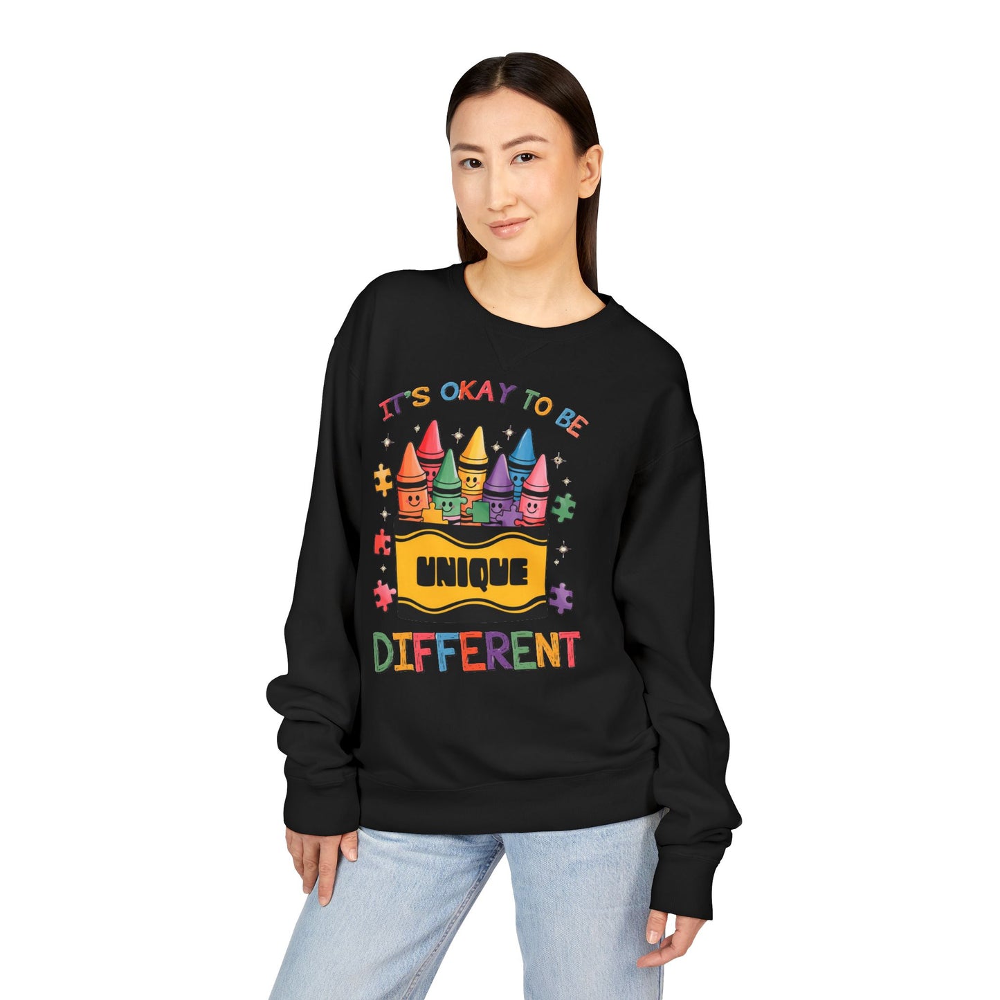 Autism Awareness & Pride Collection Unique & Different Crewneck Sweatshirt - Unisex ComfortWash®