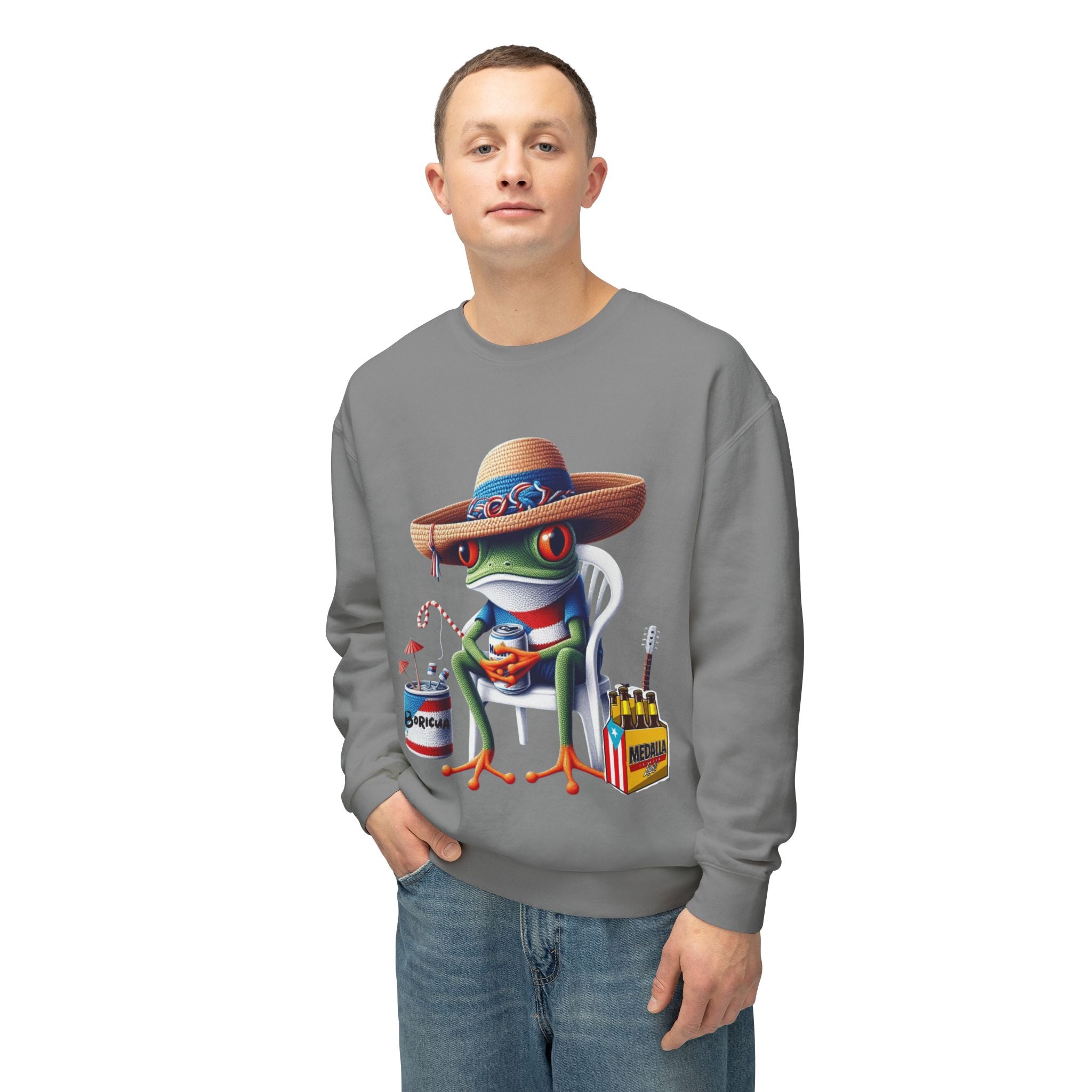 Coqui in Sombrero Crewneck Sweatshirt Puerto Rico’s Navidades