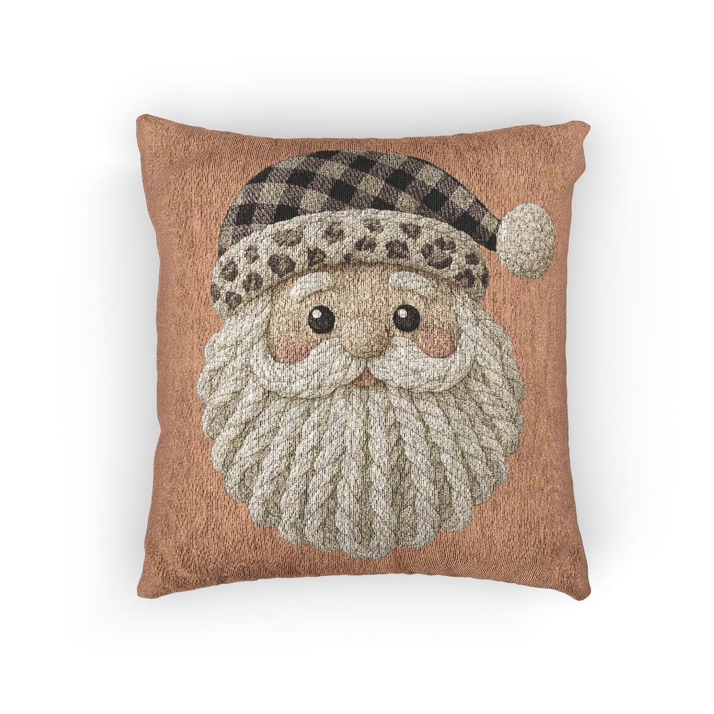 Santa Face Woven Pillow — Rustic Holiday Decorative Throw Pillow CHRISTMAS PILLOW DÉCOR
