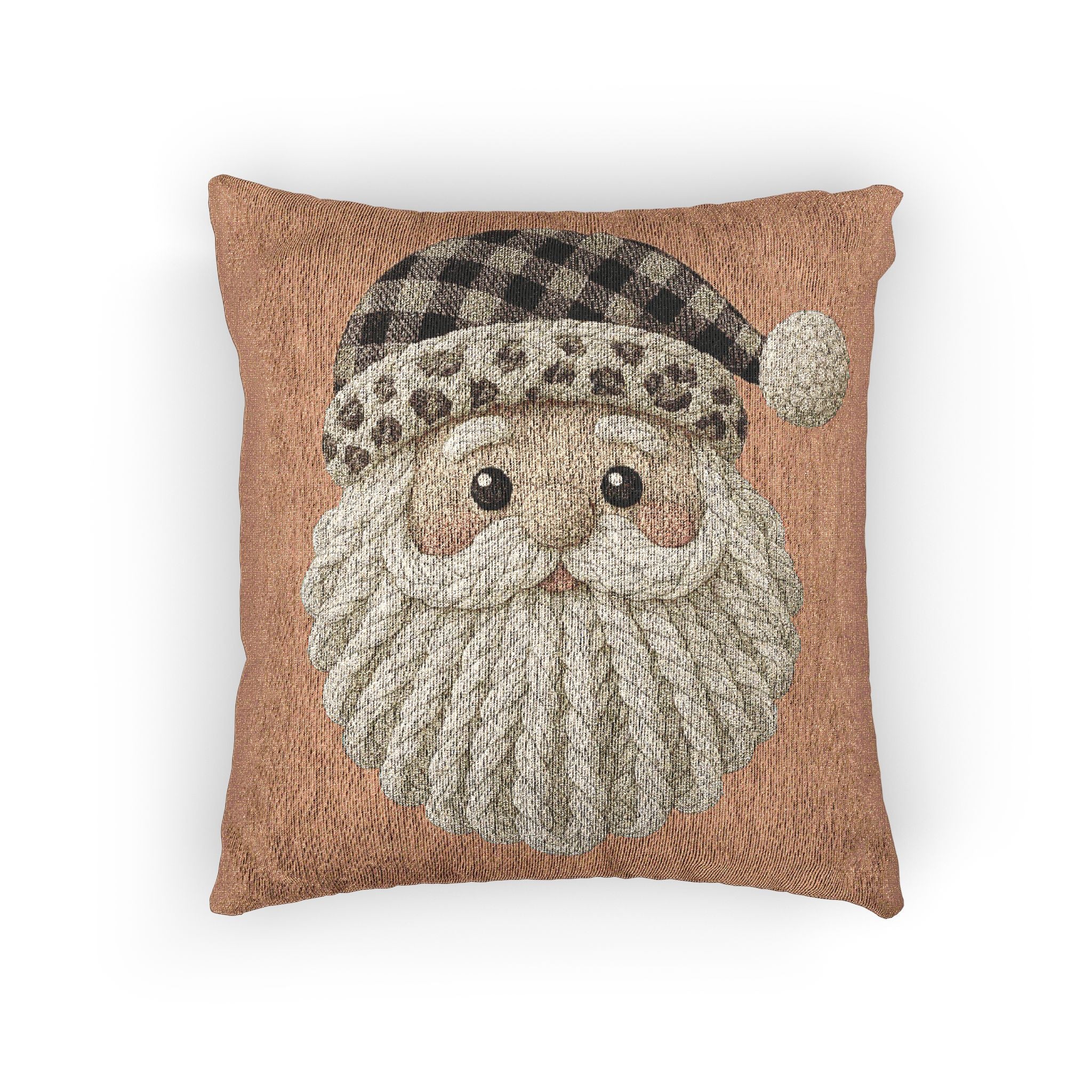Santa Face Woven Pillow — Rustic Holiday Decorative Throw Pillow CHRISTMAS PILLOW DÉCOR