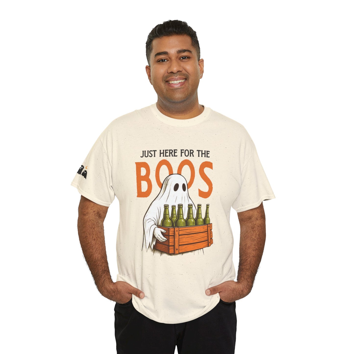 Just Here for the Boos Halloween Tee, Funny Ghost Shirt, Unisex Cotton T-Shirt, Spooky Party Apparel, Halloween Costume Top