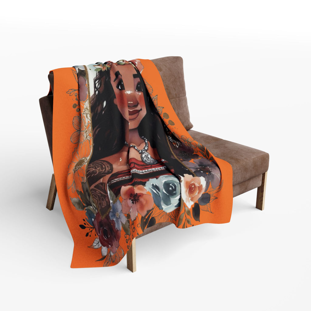 Moana-Inspired Floral Portrait Fleece Blanket
