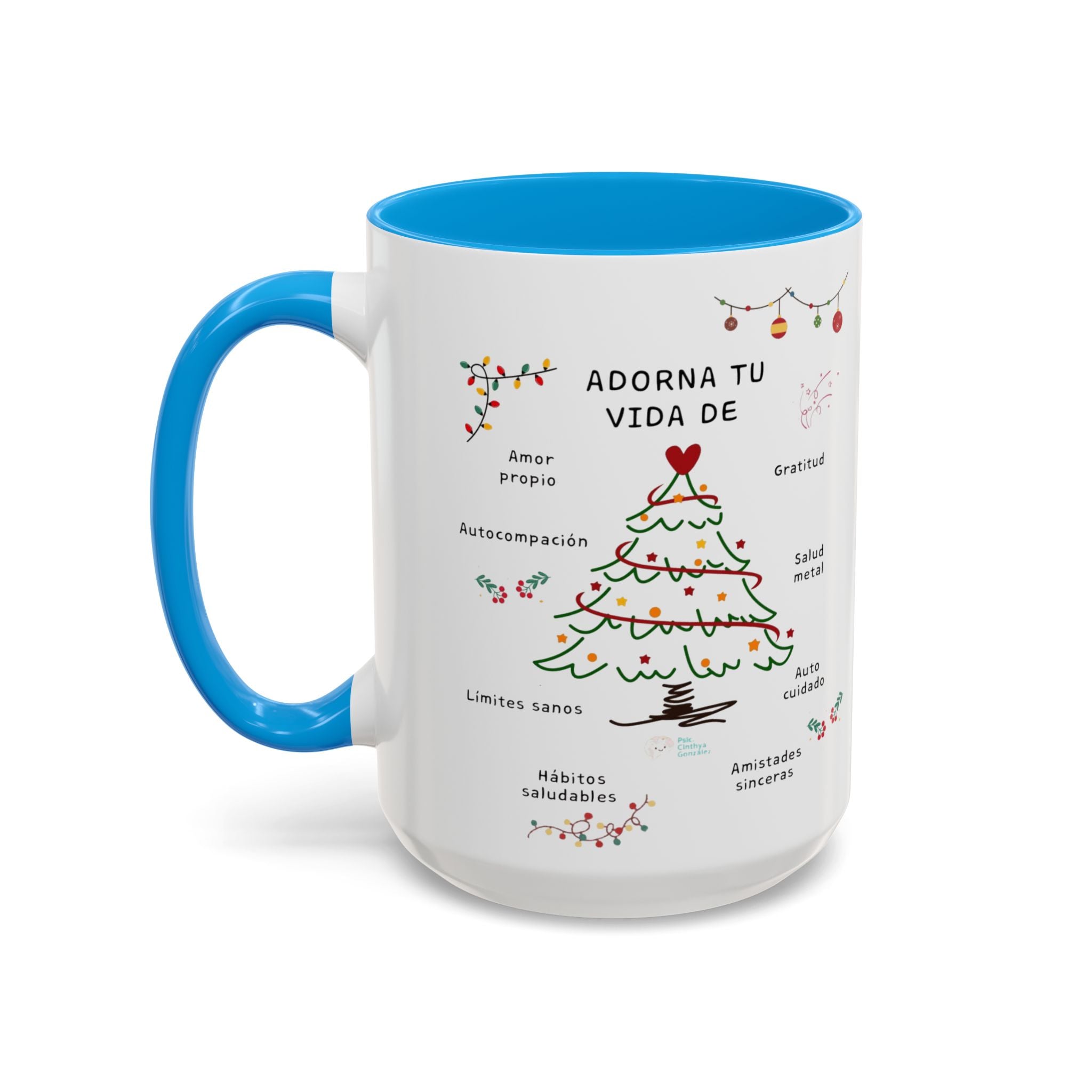Mug — 'Adorna Tu Vida' Christmas Tree Spanish Holiday Coffee Mug (11oz/15oz)