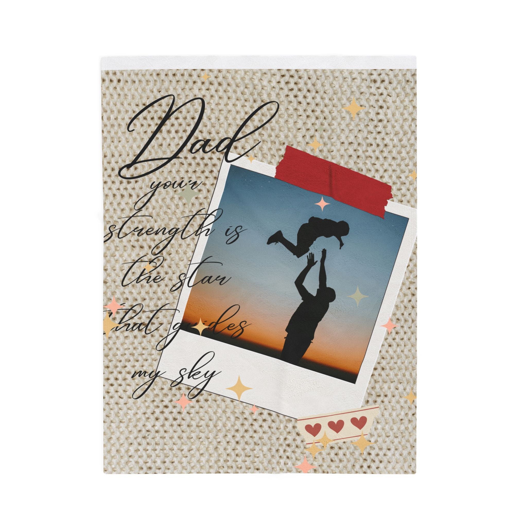 Dad Photo Collage Velveteen Plush Blanket  “Dad, your strength is the star that rules my sky” Great Christmas Gift