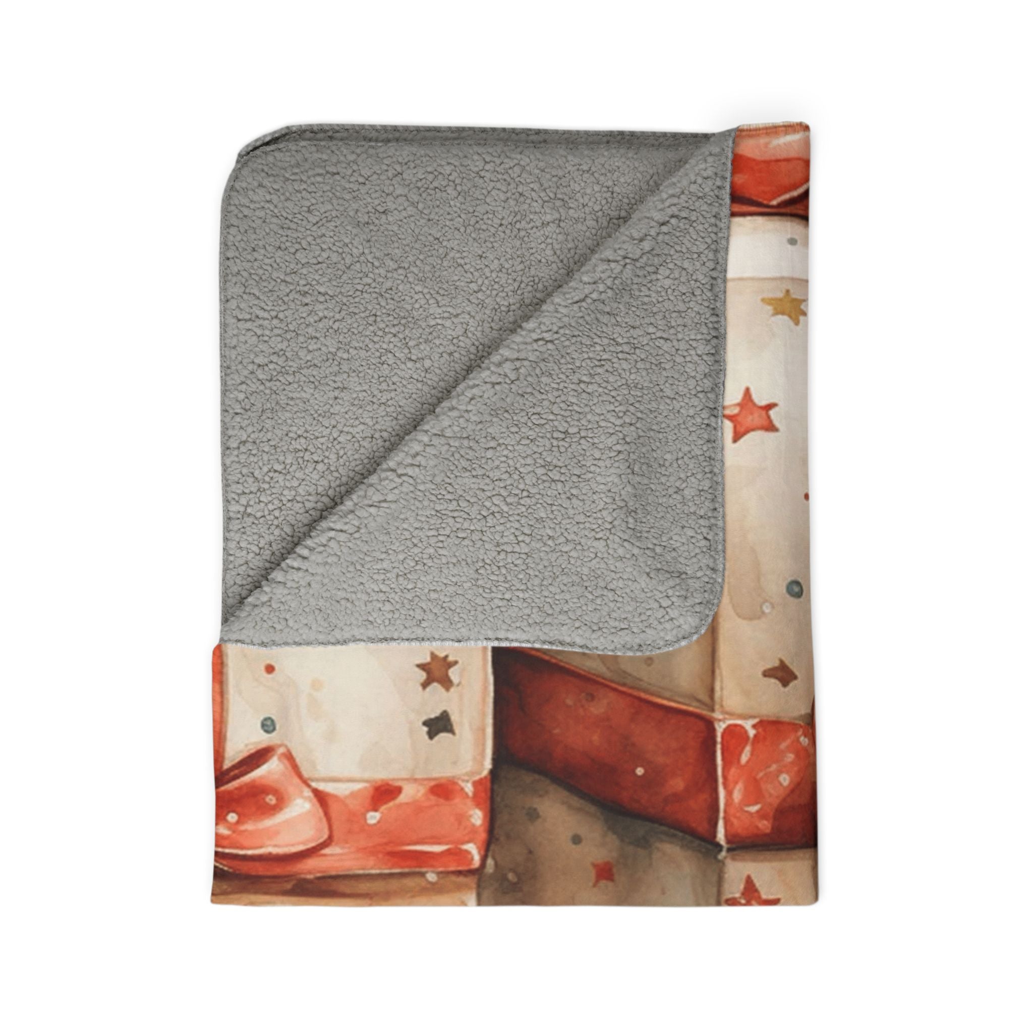 Holiday Gift Stack Fleece Sherpa Blanket — Cozy Christmas Presents Throw