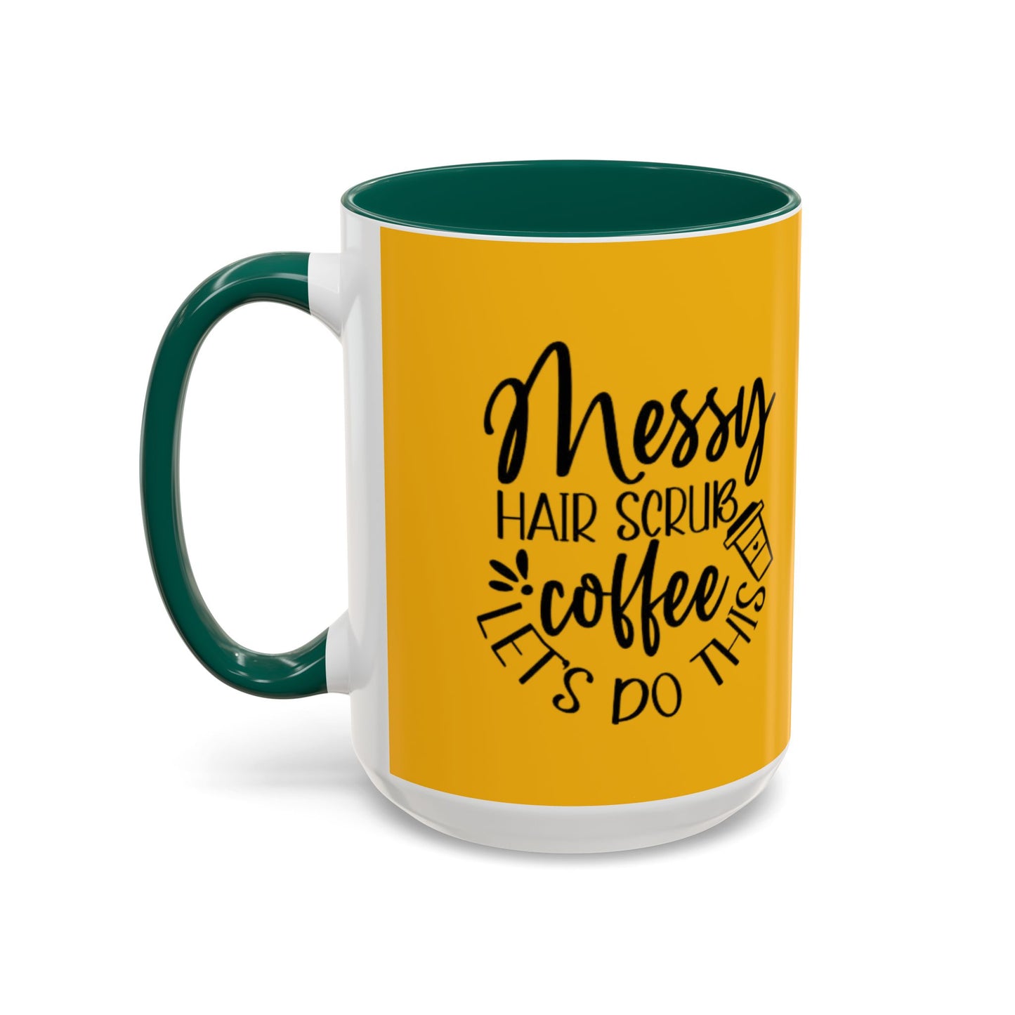 Holiday Coffee Cups with Festive Quotes & Designs Messy Hair Coffee Mug - Fun Yellow Ceramic Cup for Coffee Lovers