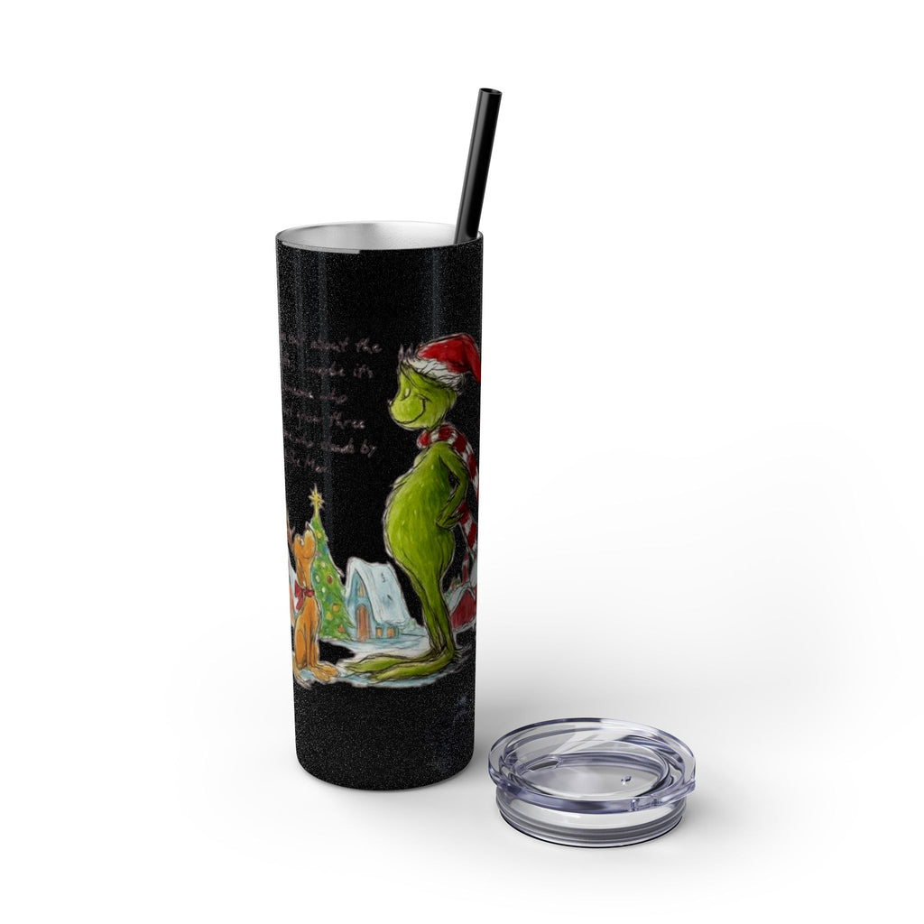 Grinch Christmas Skinny Tumbler with Straw — Dr. Seuss Holiday Quote Design, 20oz Christmas Mugs Collection