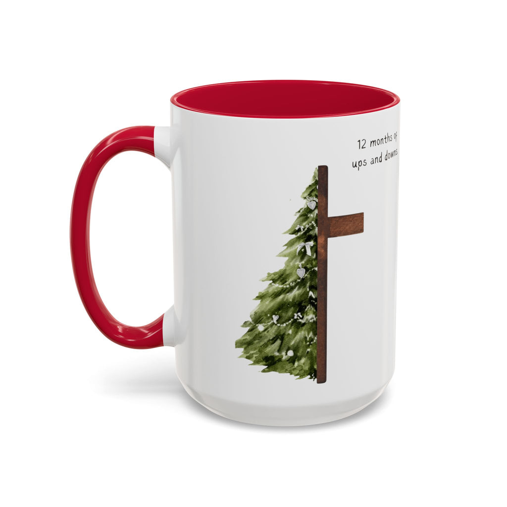 Christian Cross & Pine Tree Mug — Faith Reminder Coffee Cup (11oz/15oz)