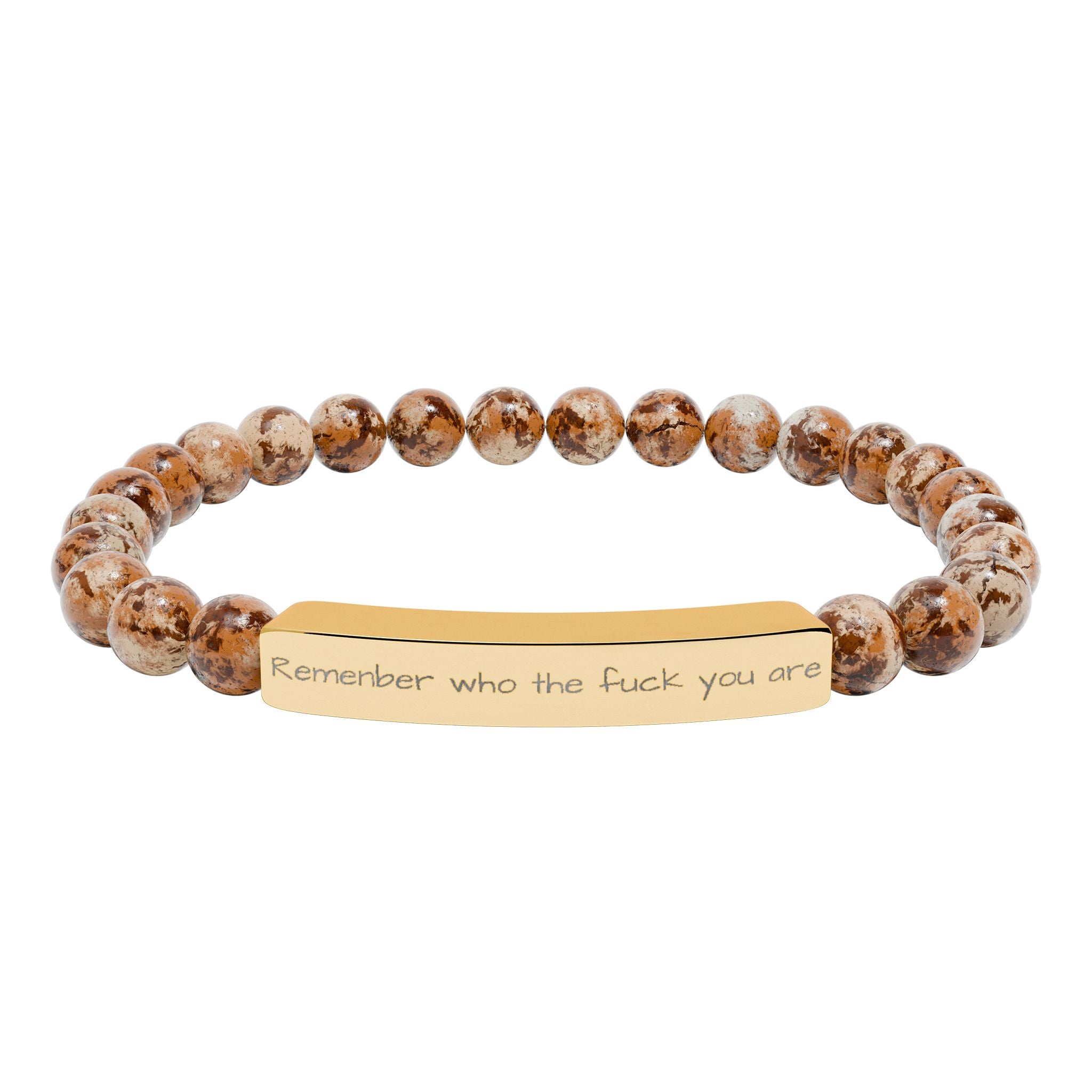 Remenber who you are Engraved Natural Stone Stretch Bracelet – Personalized Bar Bead Bracelet