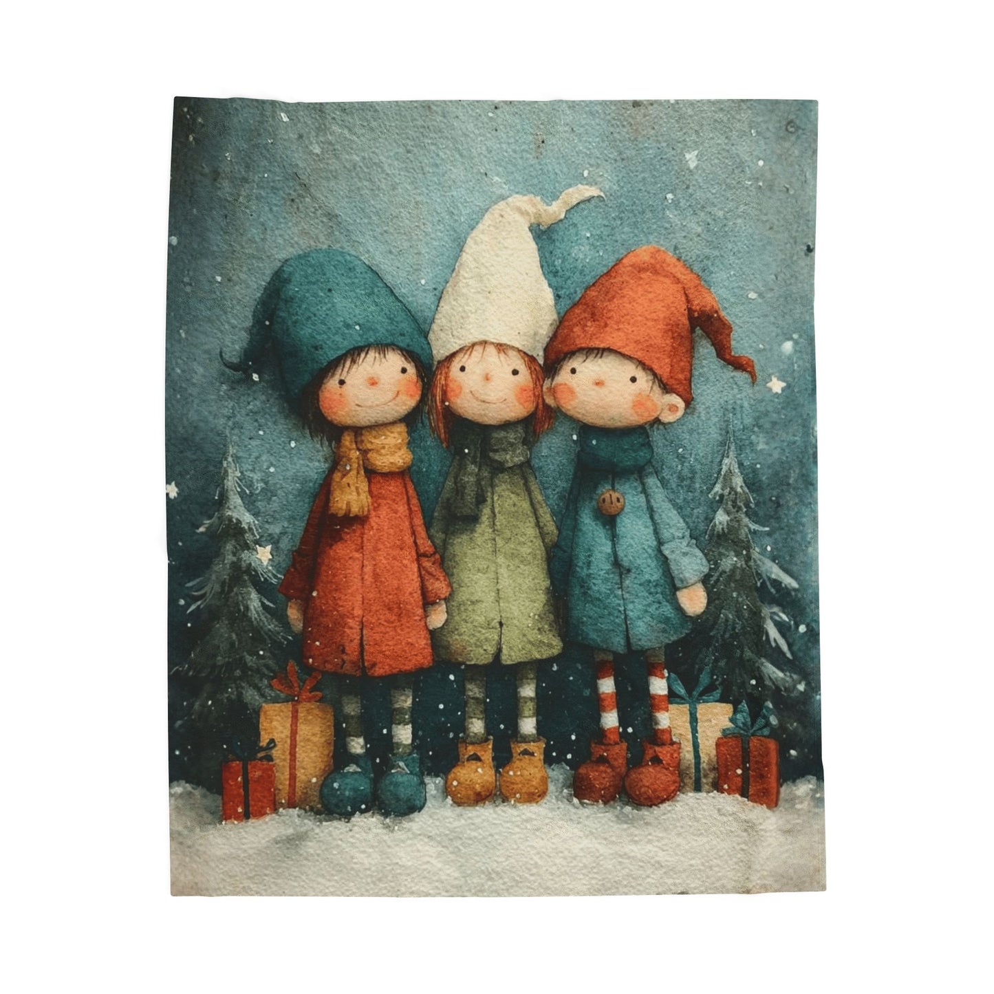 Christmas Elf Trio Velveteen Plush Blanket – Cozy Holiday Kids Throw