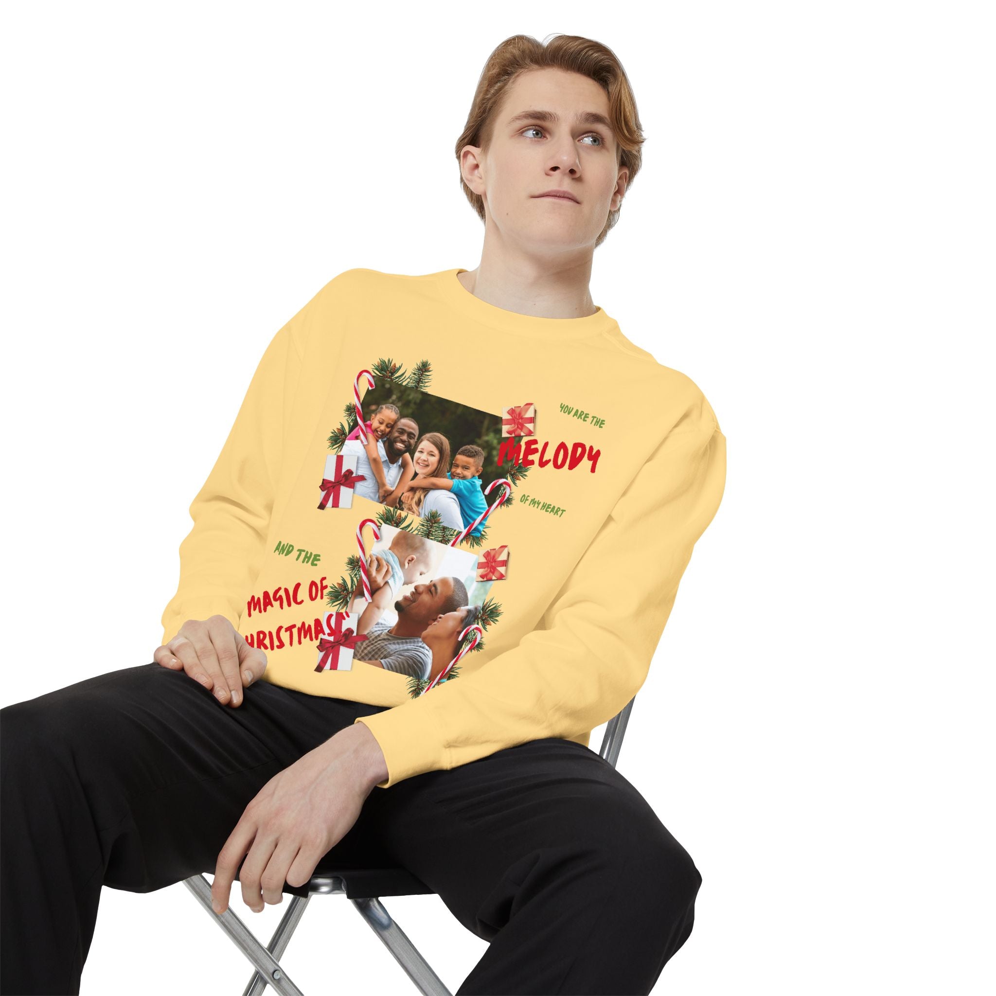 Personalized Christmas Photo Sweatshirt – “You Are the Melody” Holiday Crewneck