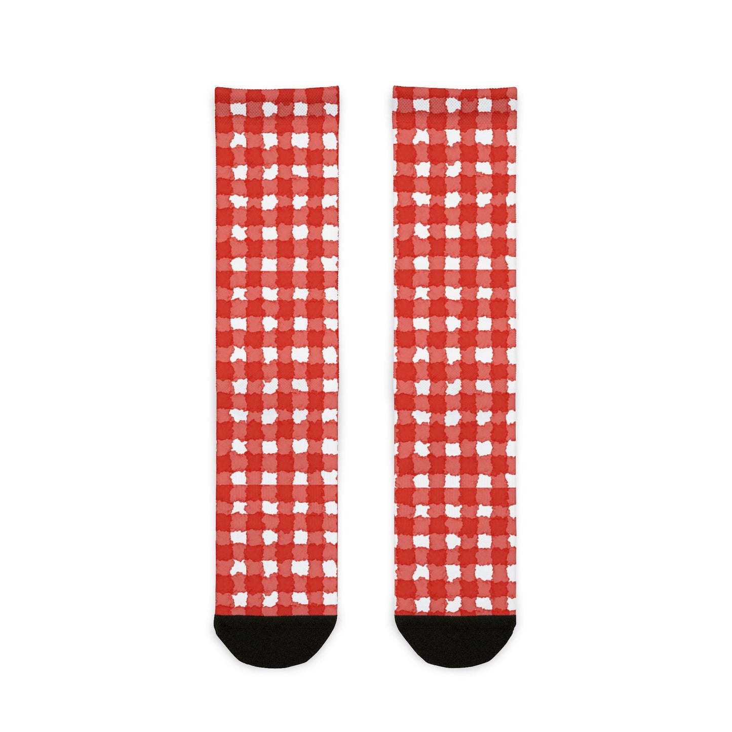 Red Gingham Crew Socks  Buffalo Plaid Sublimation Socks