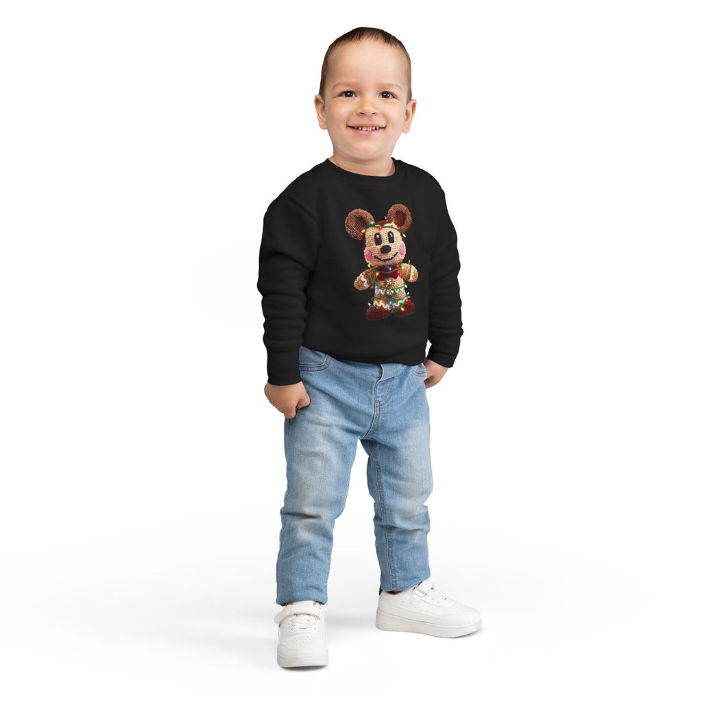 Holiday Plush Bear Toddler Sweatshirt  Festive Lights & Wreath Design
