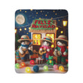 Feliz Navidad Fleece Sherpa Blanket — Festive Mexican Carolers Holiday Throw Puerto Rico Design Blanket