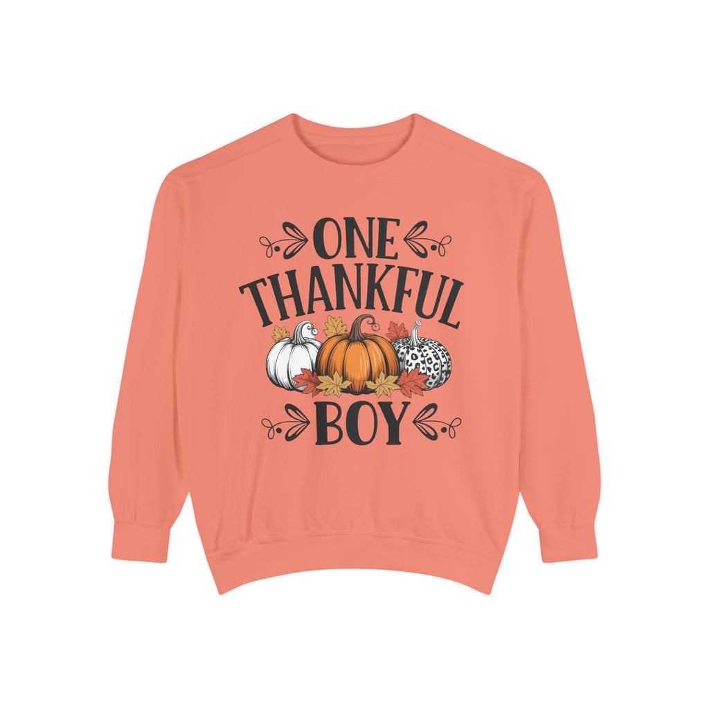 Thankful Boy Sweatshirt  Fall Pumpkin Thanksgiving Crewneck Fall T-Shirts and Sweatshirts Collection