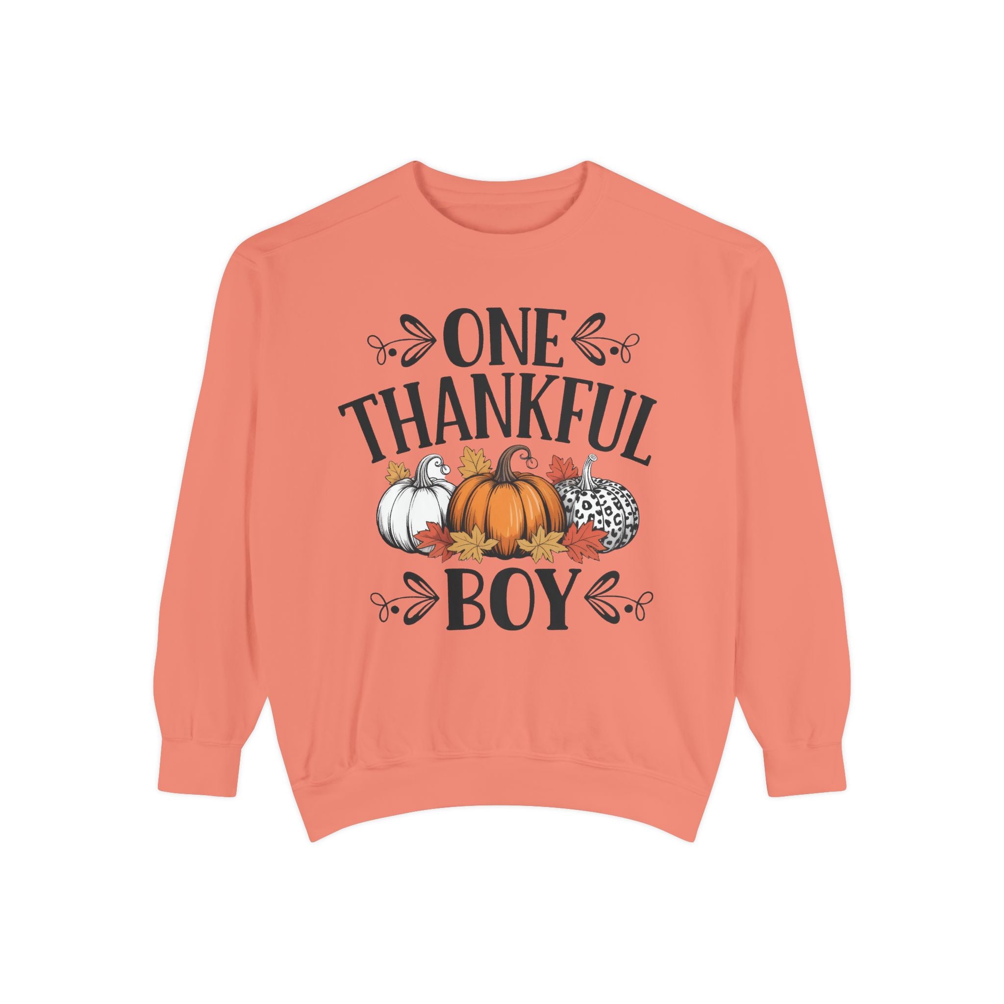 Thankful Boy Sweatshirt  Fall Pumpkin Thanksgiving Crewneck Fall T-Shirts and Sweatshirts Collection