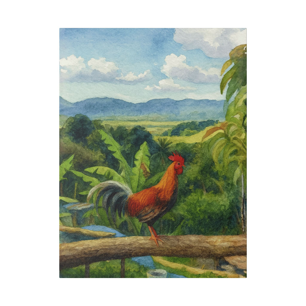 These Puerto Rico inspired Rooster Morning Landscape Canvas