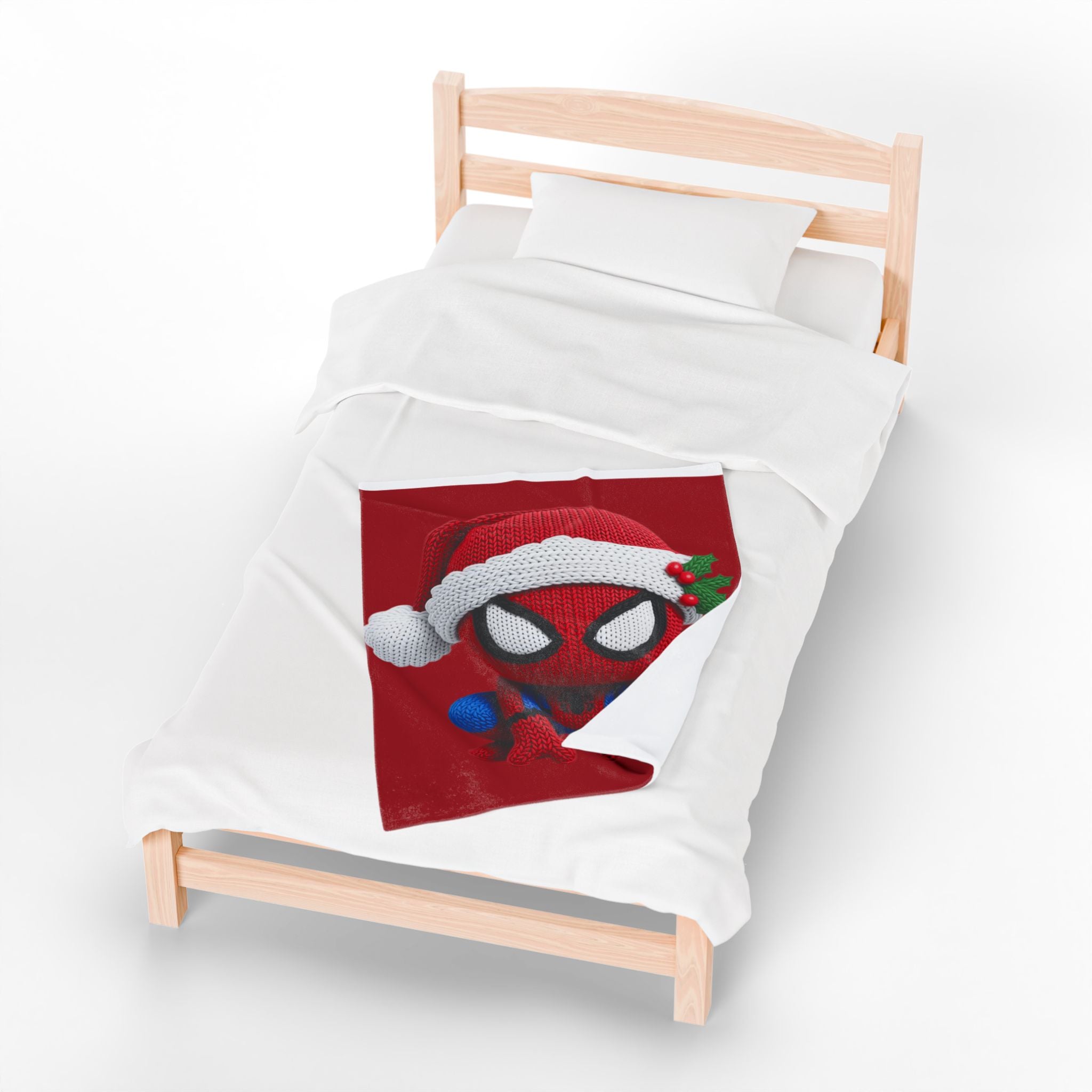 Magical Christmas Cartoon Blanket Christmas Spider Plush Blanket Cute Santa Hat Knit Spider-Man Throw
