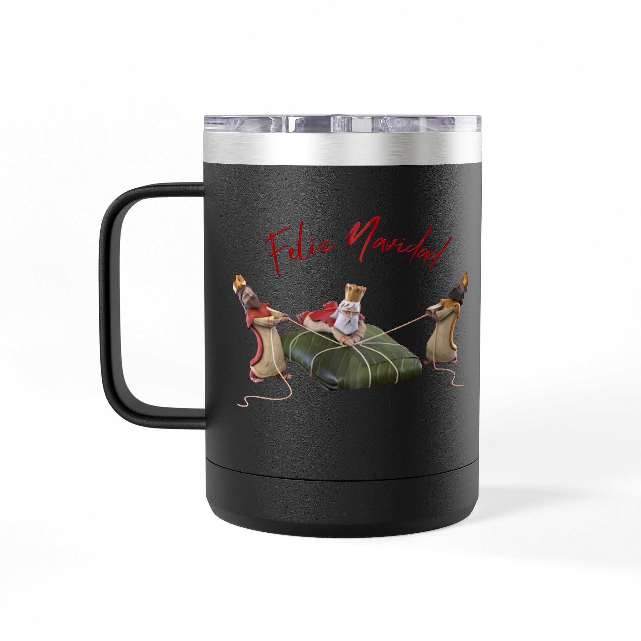 3 KINGS Holiday Travel Tumbler — 'Feliz Navidad' Dachshund Santa Design Coffee Cup for Fun Celebrations