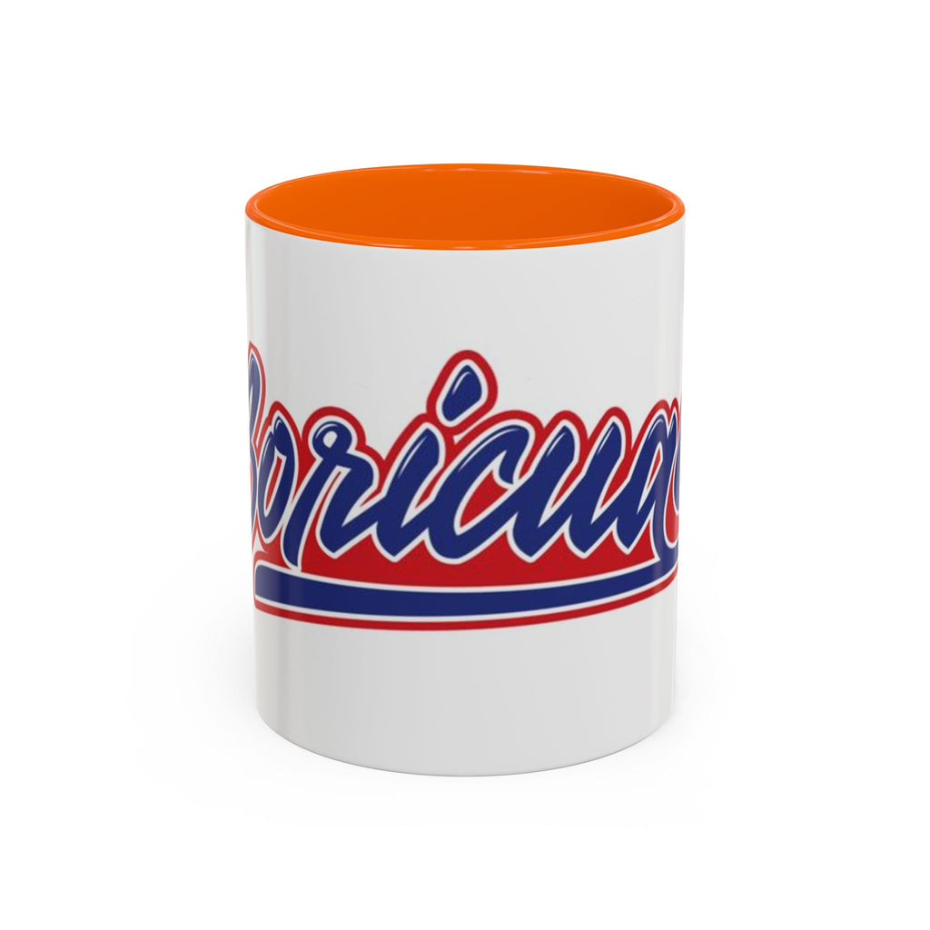 Puerto Rico Script Accent Coffee Mug — Retro Red & Blue 'Boricua' Design (11/15oz)