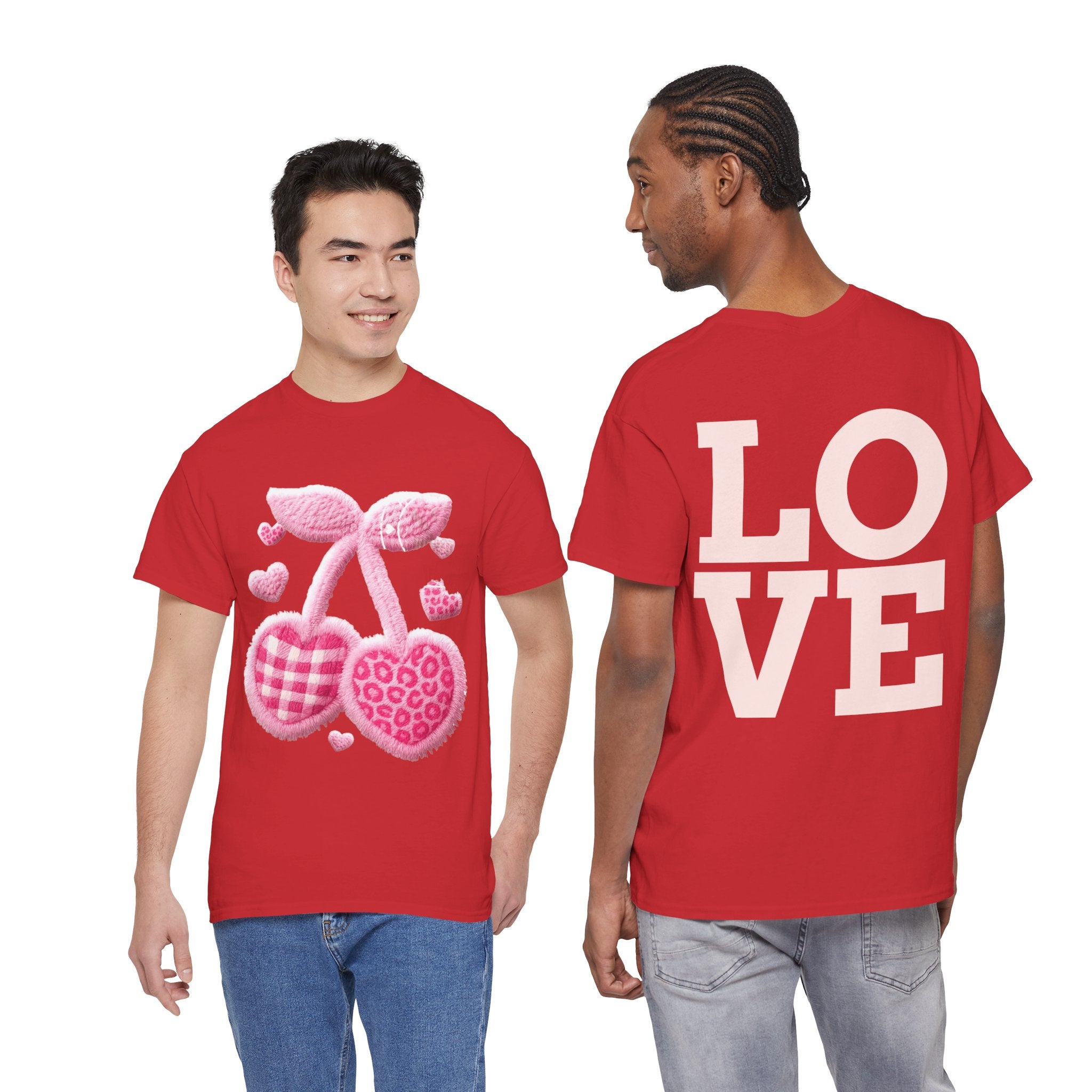 Pink Heart Cherries Tee  LOVE Graphic Valentine T-Shirt