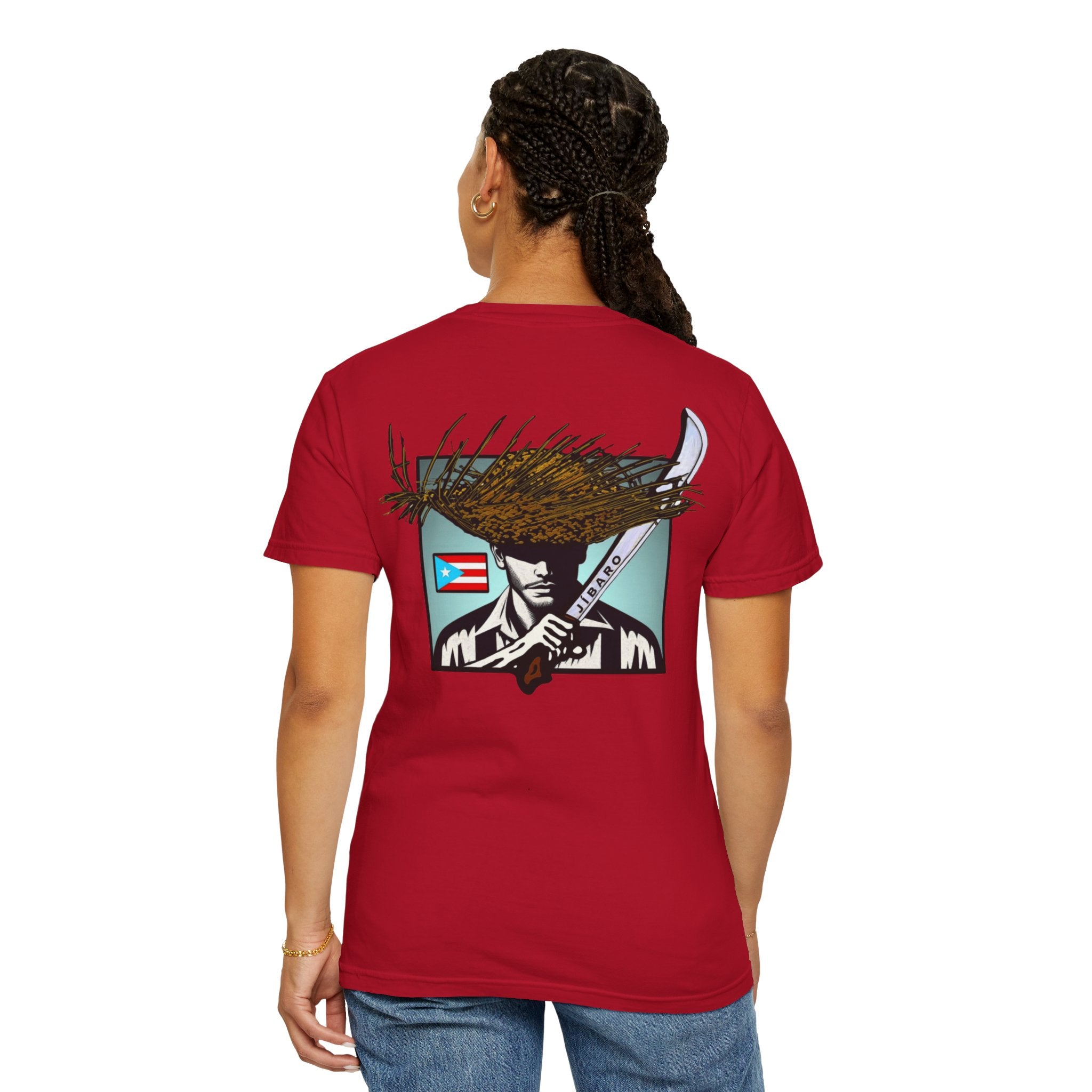T-Shirt  "Jíbaro" Puerto Rican Heritage Tee (Back Machete  Sombrero de Paja Design) Puerto Rico’s Navidades