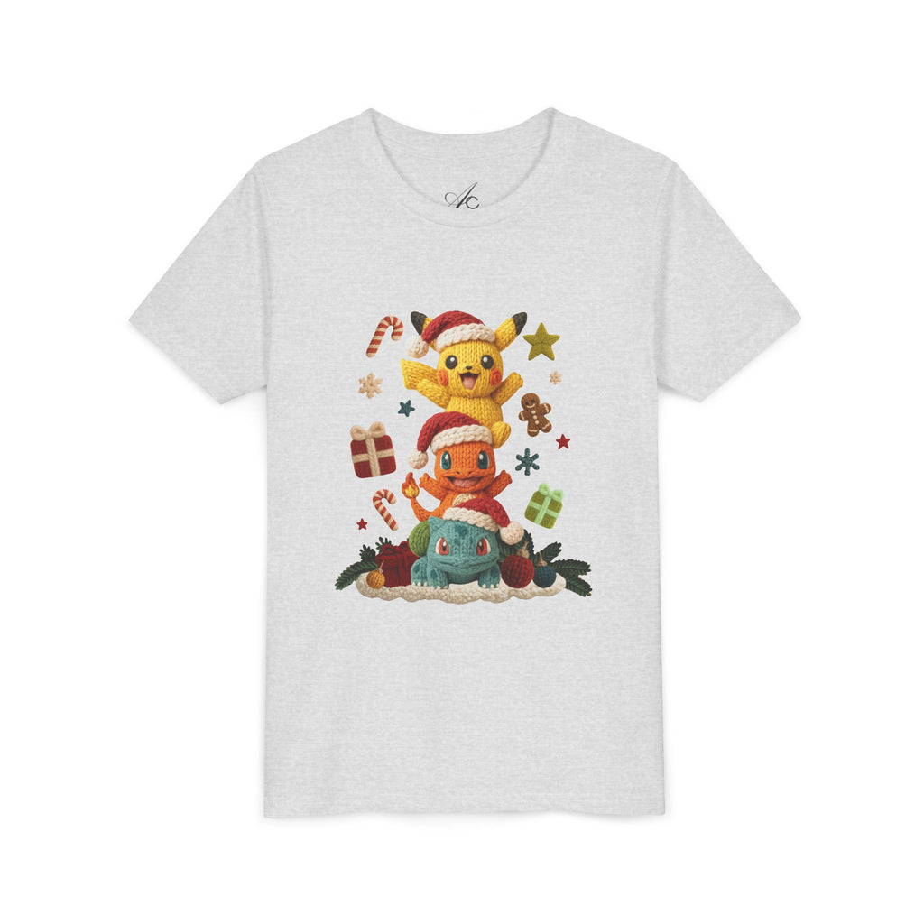 Kids Holiday Tee  Cute Stacked cartoon Characters Christmas Design