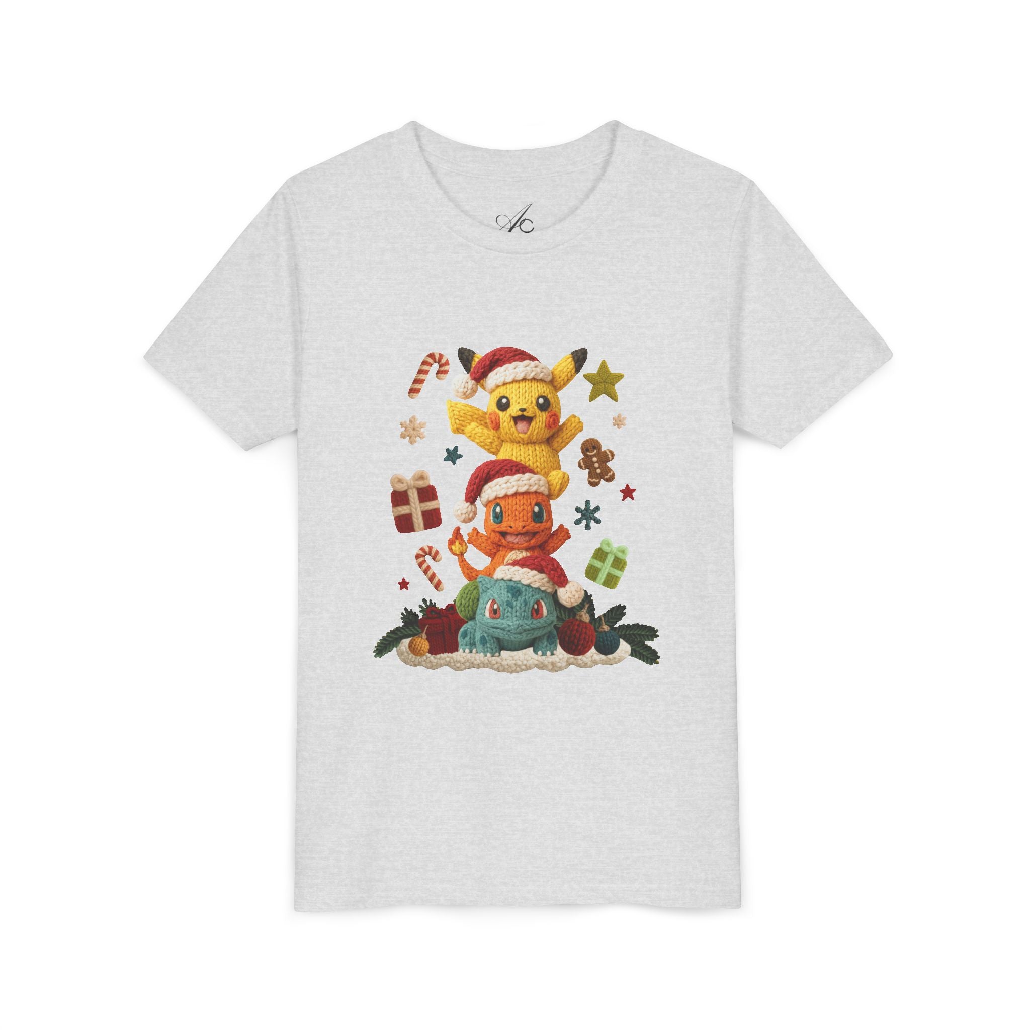 Kids Holiday Tee  Cute Stacked cartoon Characters Christmas Design