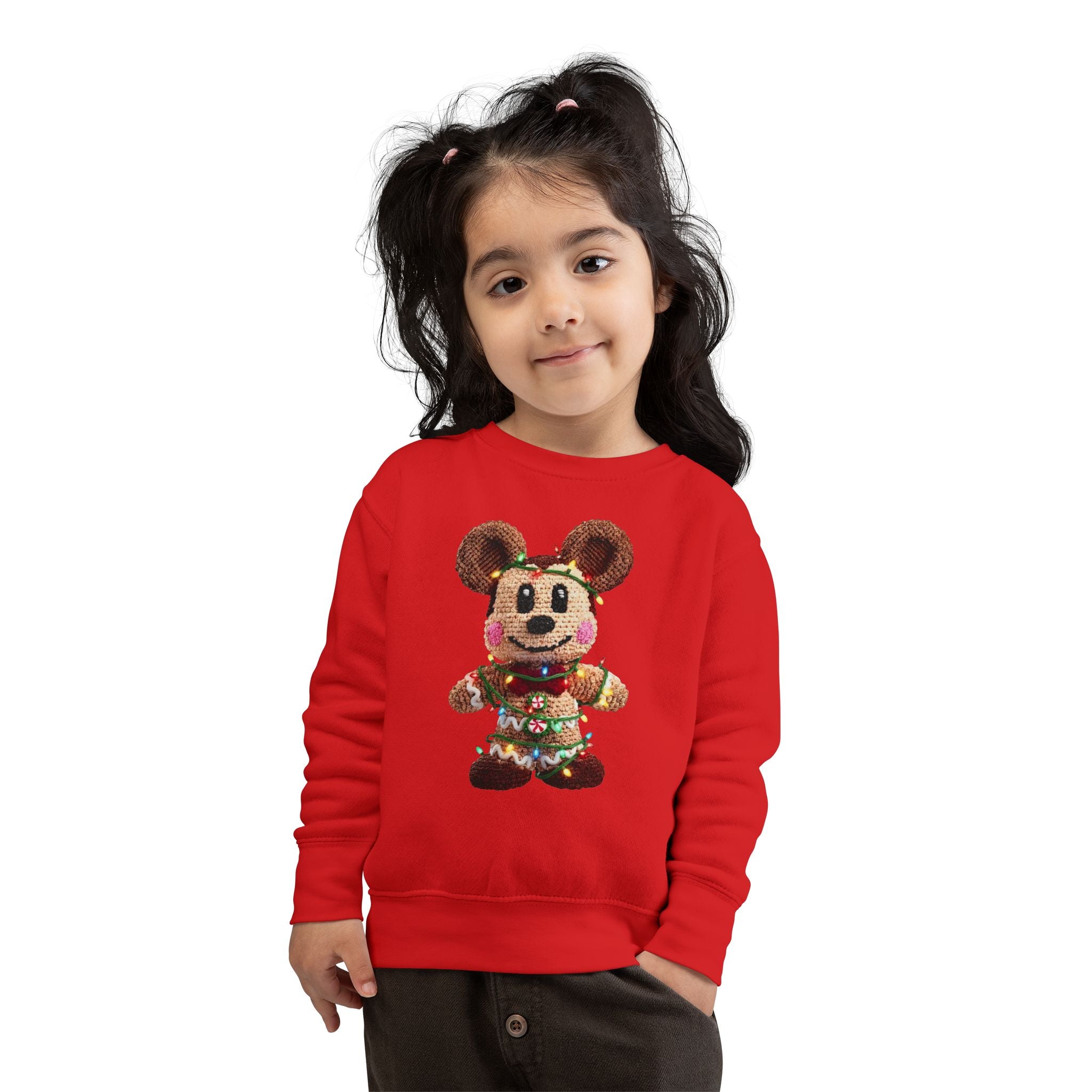 Holiday Plush Bear Toddler Sweatshirt  Festive Lights & Wreath Design