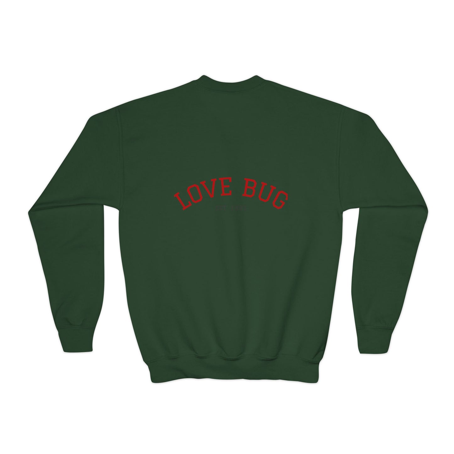 Youth Sweatshirt  Cute Girl with Heart Shower "Love Bug" Crewneck