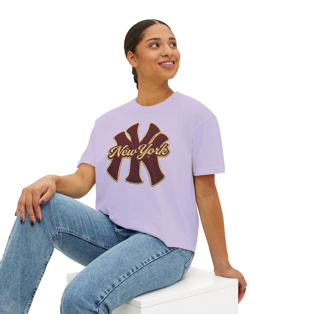 New York Script Logo Women's Boxy Tee – Vintage City Graphic T-Shirt