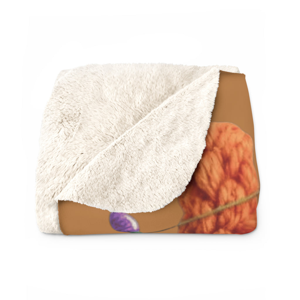 Holiday 'Ho Ho Ho' Sherpa Blanket with Cute Knit Puppy Design Santa’s Little Snuggle Blanket