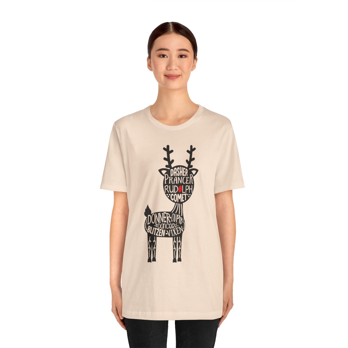 Christmas Reindeer Graphic Tee - Unisex Jersey Short Sleeve Shirt