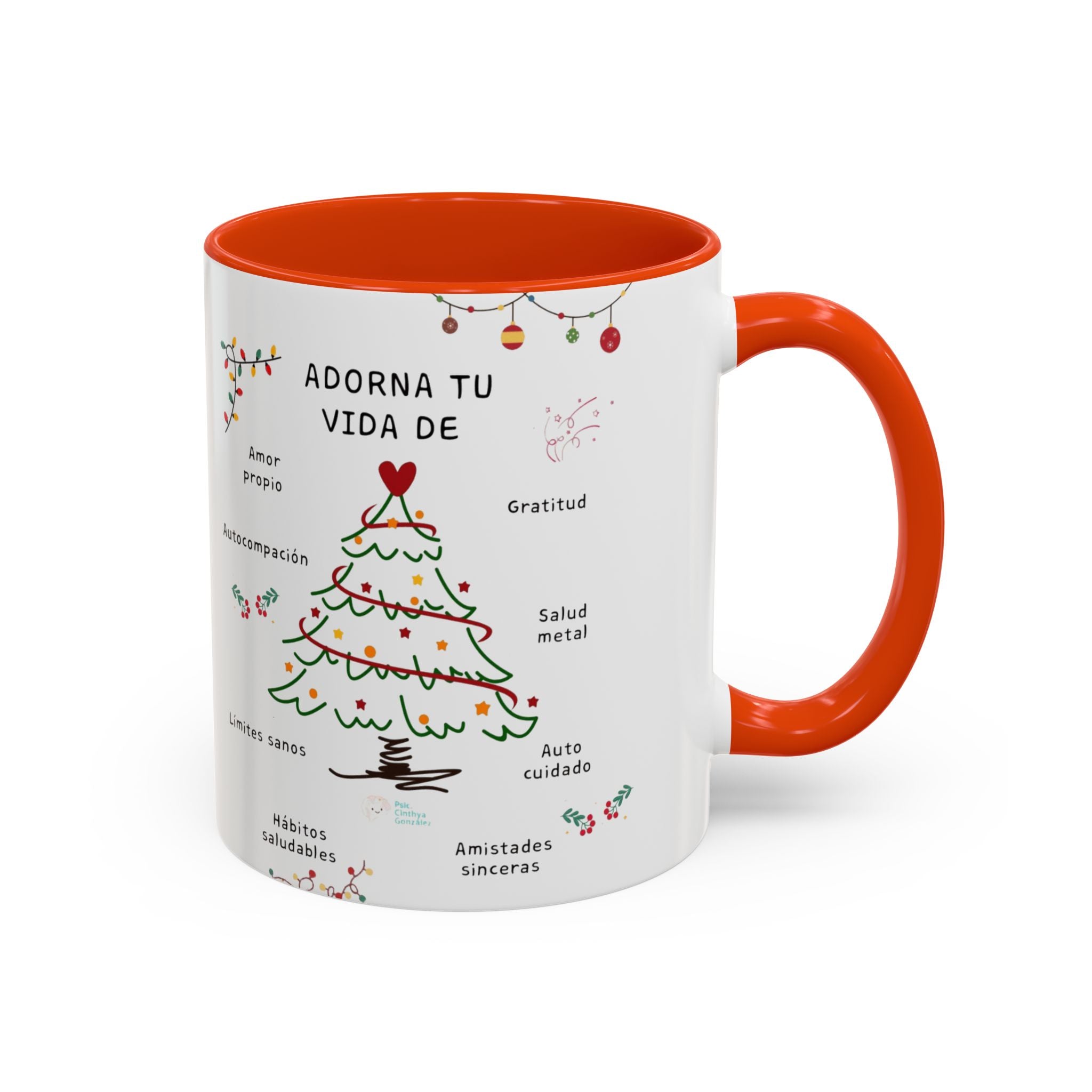 Mug — 'Adorna Tu Vida' Christmas Tree Spanish Holiday Coffee Mug (11oz/15oz)
