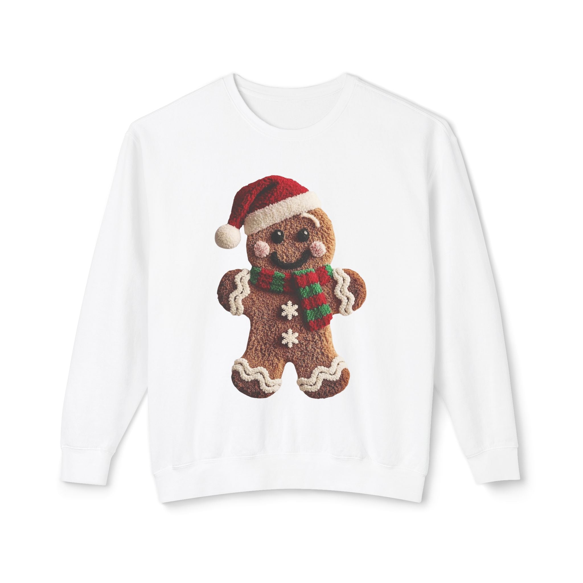 Gingerbread Cookie Christmas Sweatshirt – Cute Santa Hat & Scarf Holiday Crewneck