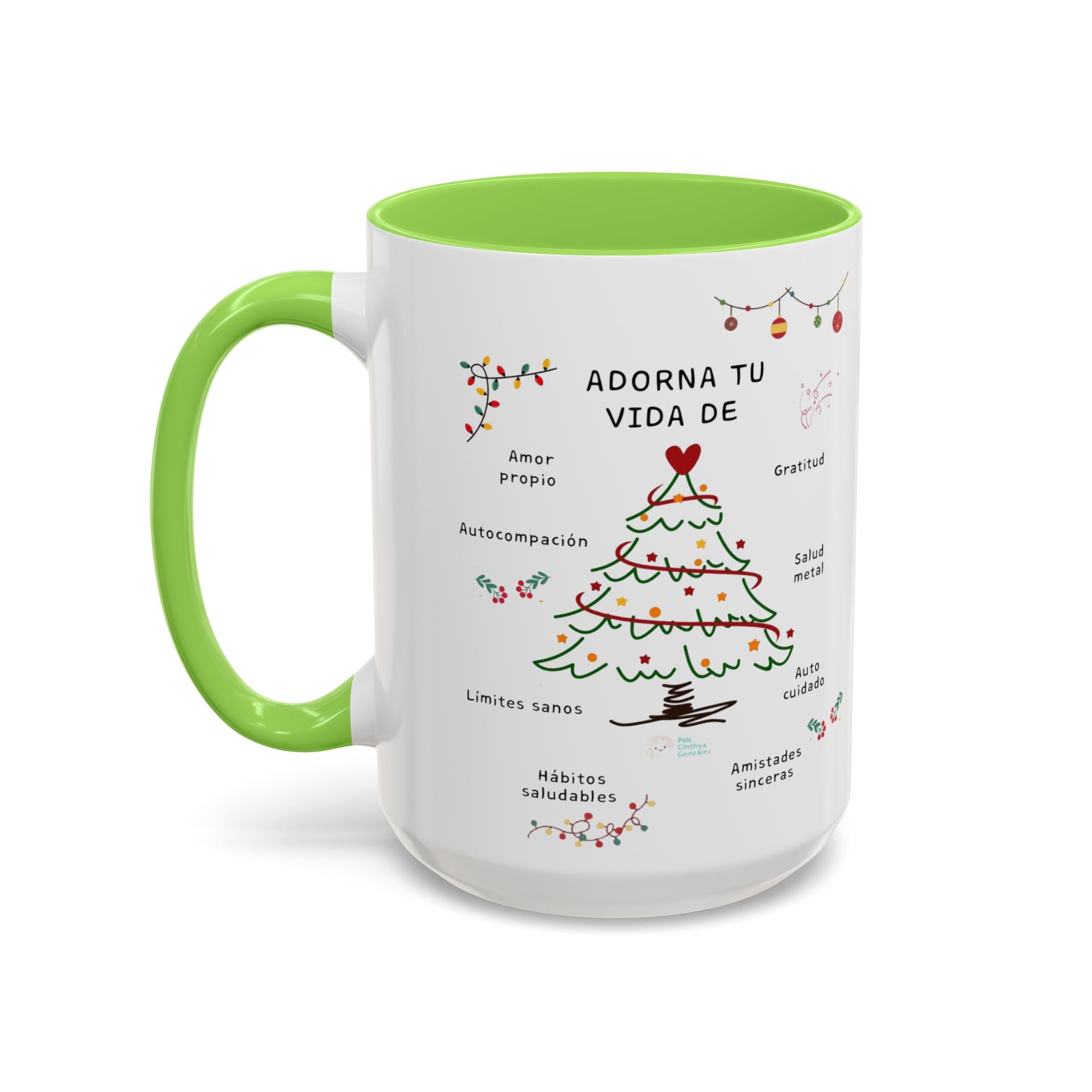 Mug — 'Adorna Tu Vida' Christmas Tree Spanish Holiday Coffee Mug (11oz/15oz)